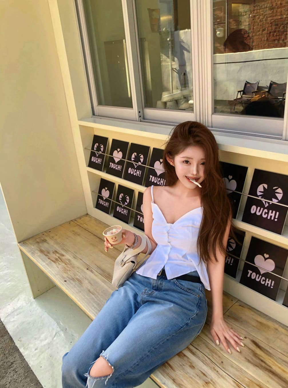 ins 보 주님 섹션 한 부서 부드러운 품격 V넥 플리츠 3 차원 슬립 맨위 여성 다용도 작은 셔츠 상세 이미지 9