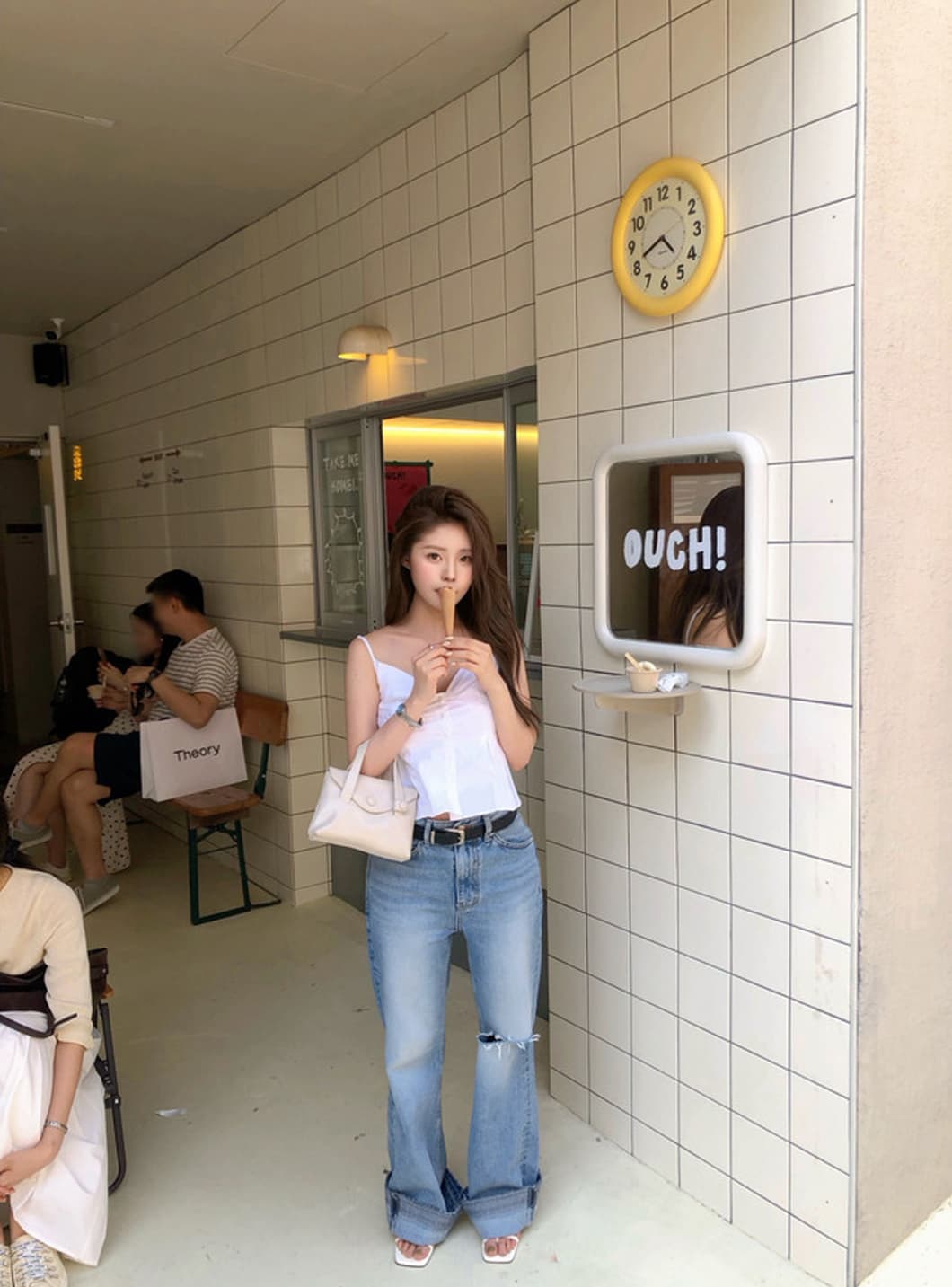 ins 보 주님 섹션 한 부서 부드러운 품격 V넥 플리츠 3 차원 슬립 맨위 여성 다용도 작은 셔츠 상세 이미지 10