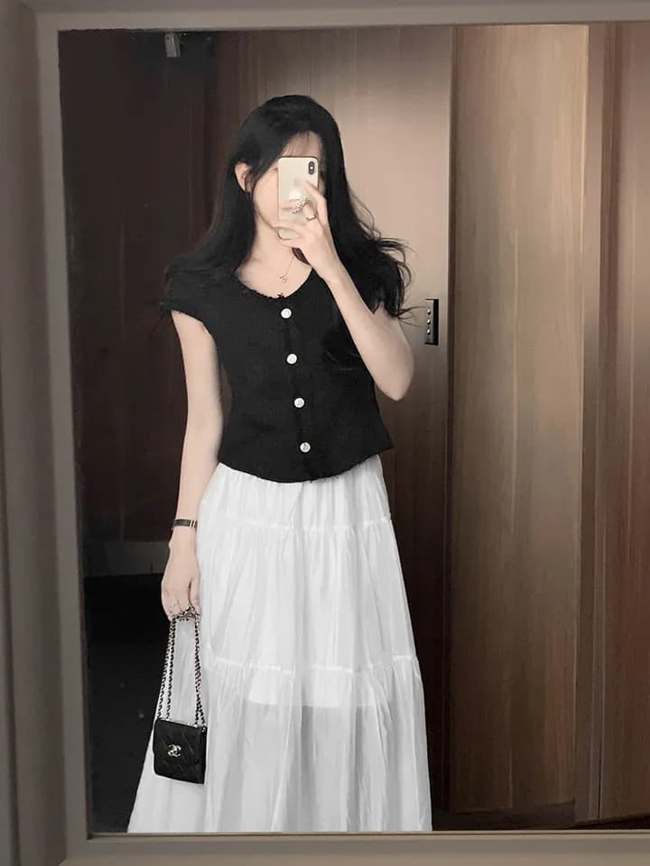 크기 있음 업데이트 한 부서 부드러운 레트로 품격 작은 샤넬 스타일 반팔 허리 수축 슬림해 보이는 쇼트 스타일 트위드 재킷 여름 상세 이미지 3