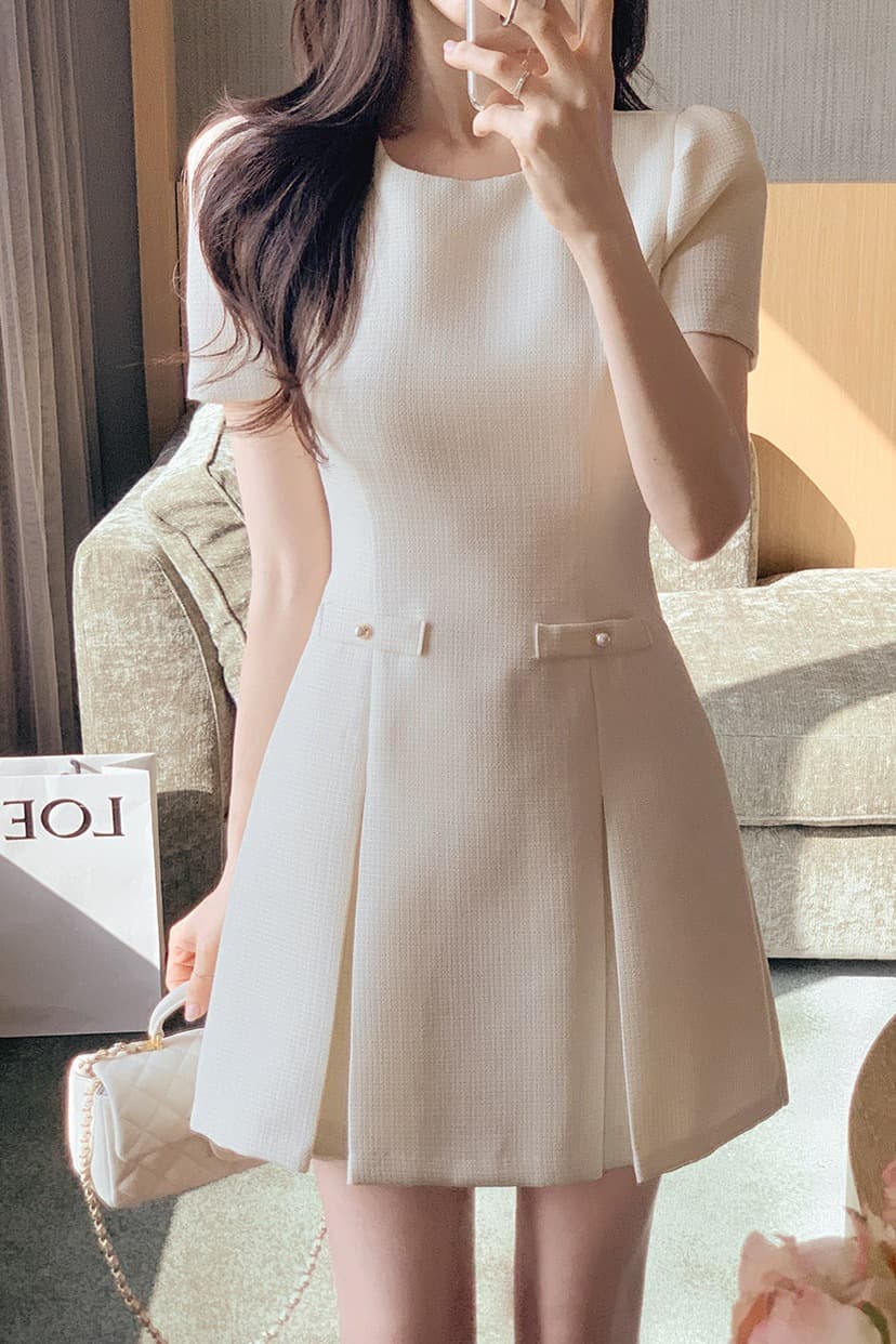 크기 있음 업데이트 한 부서 작은 샤넬 스타일 우아함 낭만적 인 기질 트위드 라운드 넥 턱 수리 허리 여름 드레스 이미지 6
