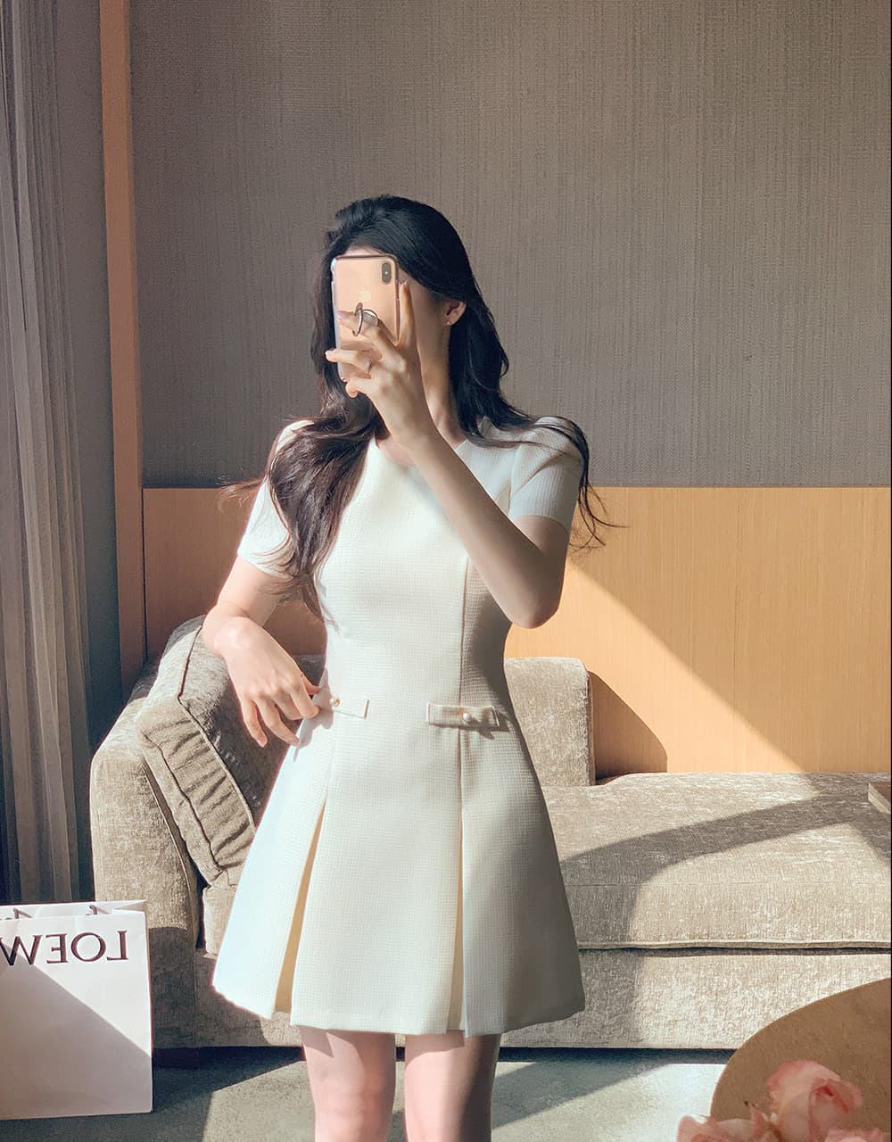 크기 있음 업데이트 한 부서 작은 샤넬 스타일 우아함 낭만적 인 기질 트위드 라운드 넥 턱 수리 허리 여름 드레스 상세 이미지 6