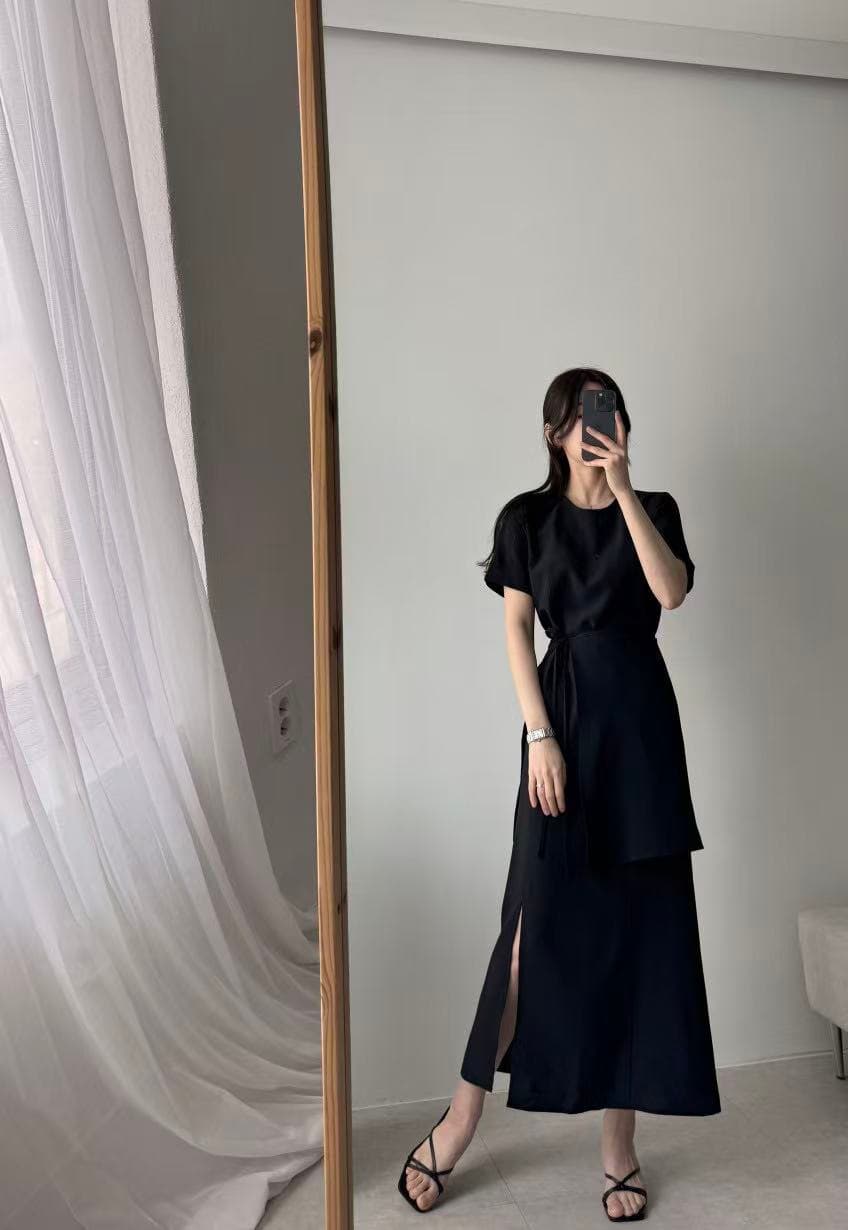 크기 있음 업데이트 한 부서 품격 우아함 문예 미니멀리즘 대기 작은 심장 기계 와이 커튼 투피스 드레스 상세 이미지 19