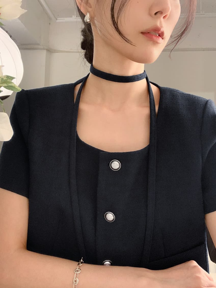 크기 있음 업데이트 한 부서 작은 샤넬 스타일 미니멀리즘 광장 리더쉽 단추 품격 반팔 여름 얇은 스타일 짧은 외투 상세 이미지 12