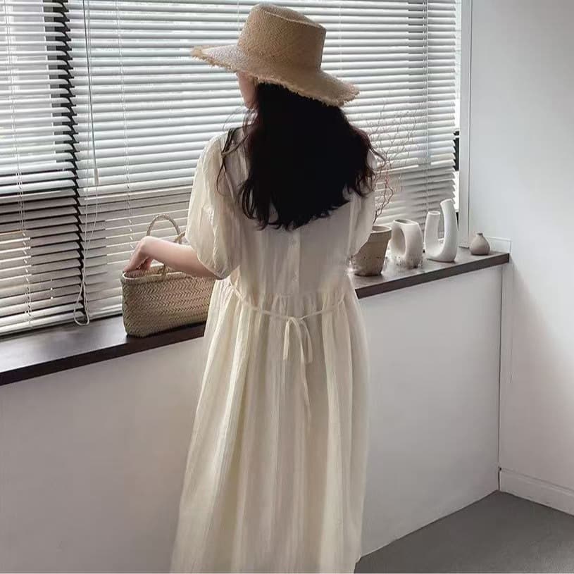 크기 있음 업데이트 한 부서 느긋한 바람 양성 및 음성 둘 착용 루즈핏 빅 사이즈 드레스 일상 다용도 여름 휴가 치마 이미지 4