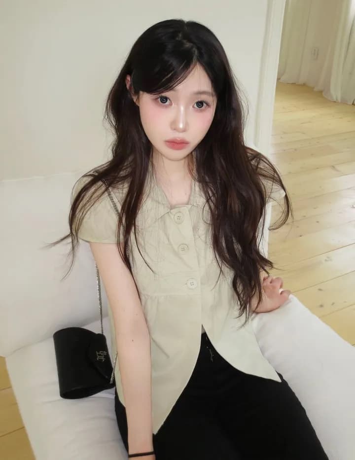 크기 있음 업데이트 한국 chic 캐주얼 품격 세 버클 폴로 칼라 루즈핏 다용도 일상 작은 셔츠 맨위 상세 이미지 1