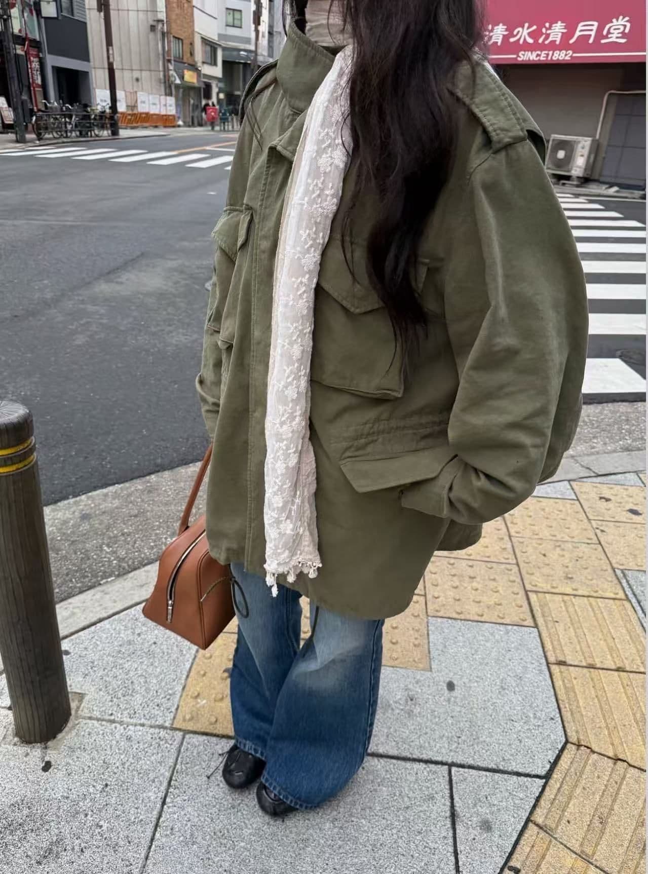크기 있음 업데이트 한 부서 가을 겨울 기타 주머니 디자인 센스 녹색 워크웨어 바람막이 패션 3 차원 재킷 상세 이미지 10