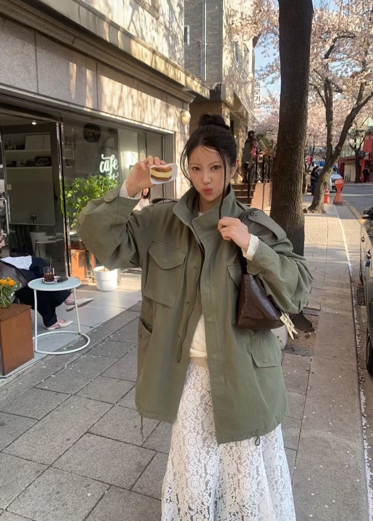 크기 있음 업데이트 한 부서 가을 겨울 기타 주머니 디자인 센스 녹색 워크웨어 바람막이 패션 3 차원 재킷 상세 이미지 28