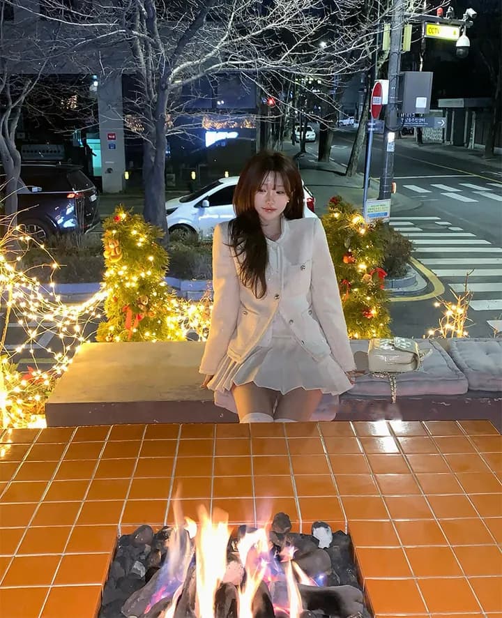 크기 있음 업데이트 한 부서 품격 우아함 작은 샤넬 스타일 미니멀리즘 라운드 넥 싱글 줄 버튼 보온 트위드 짧은 외투 상세 이미지 4