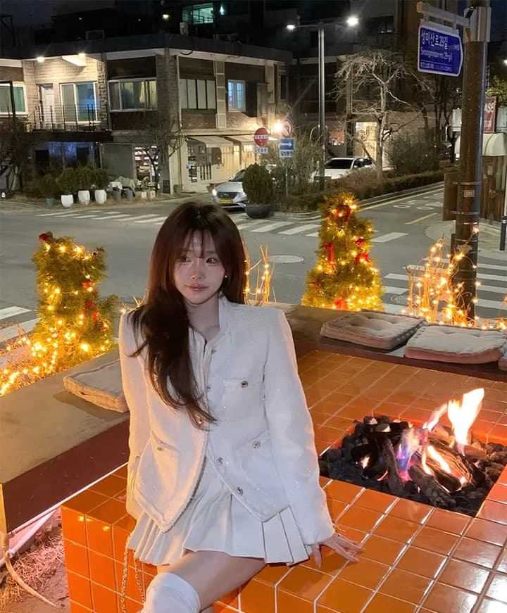 크기 있음 업데이트 한 부서 품격 우아함 작은 샤넬 스타일 미니멀리즘 라운드 넥 싱글 줄 버튼 보온 트위드 짧은 외투 상세 이미지 10