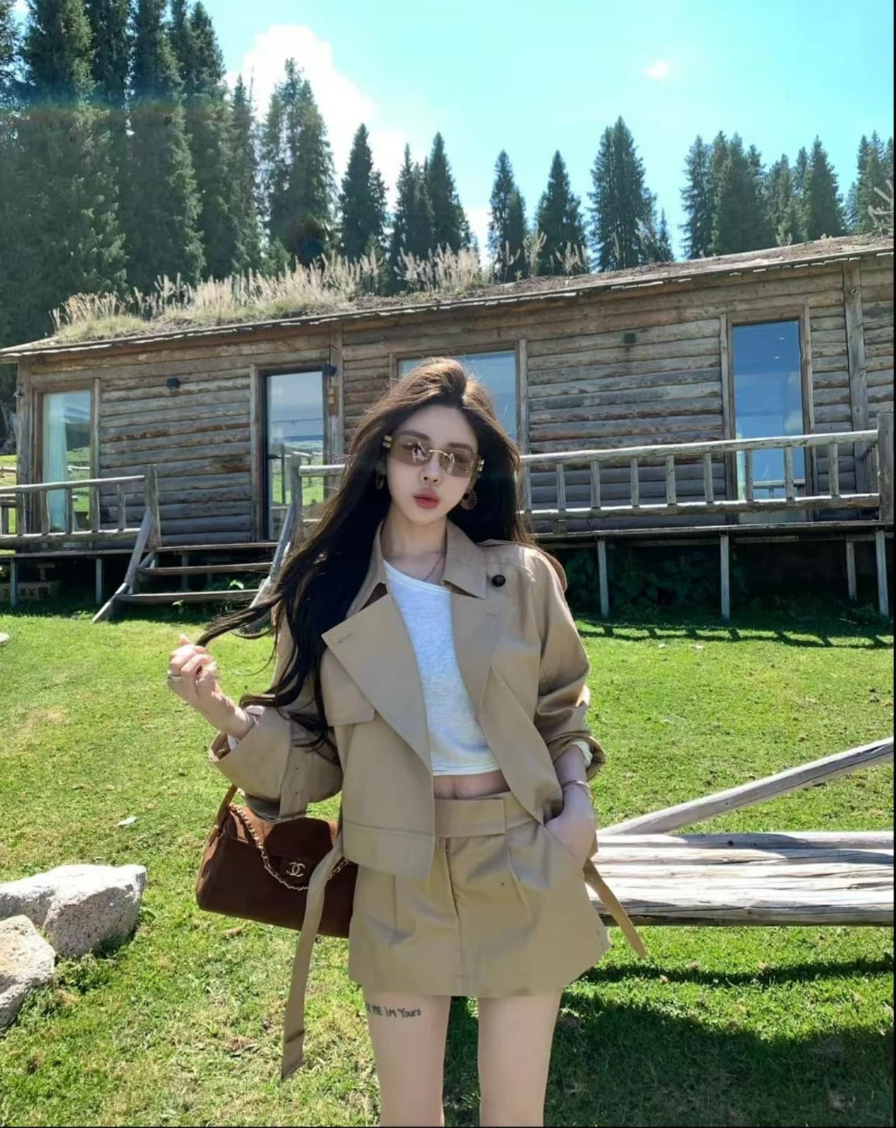 쌀 Na 홈 해시계 바젤 카키 워크웨어 섹션 재킷 카키 워크웨어 치마바지 화이트 샐러드 어깨 티셔츠 이미지 3