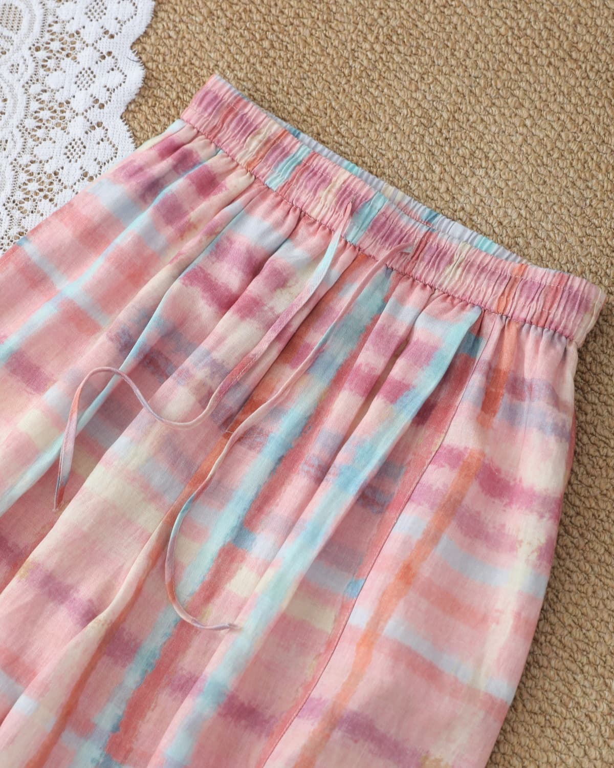 핑크색 체크무늬 와이드 레깅스 바지 여름 2026 새로운 루즈핏 캐주얼 다용도 스트레이트 팬츠 자이언트 잘 생긴 9 포인트 바지 상세 이미지 3