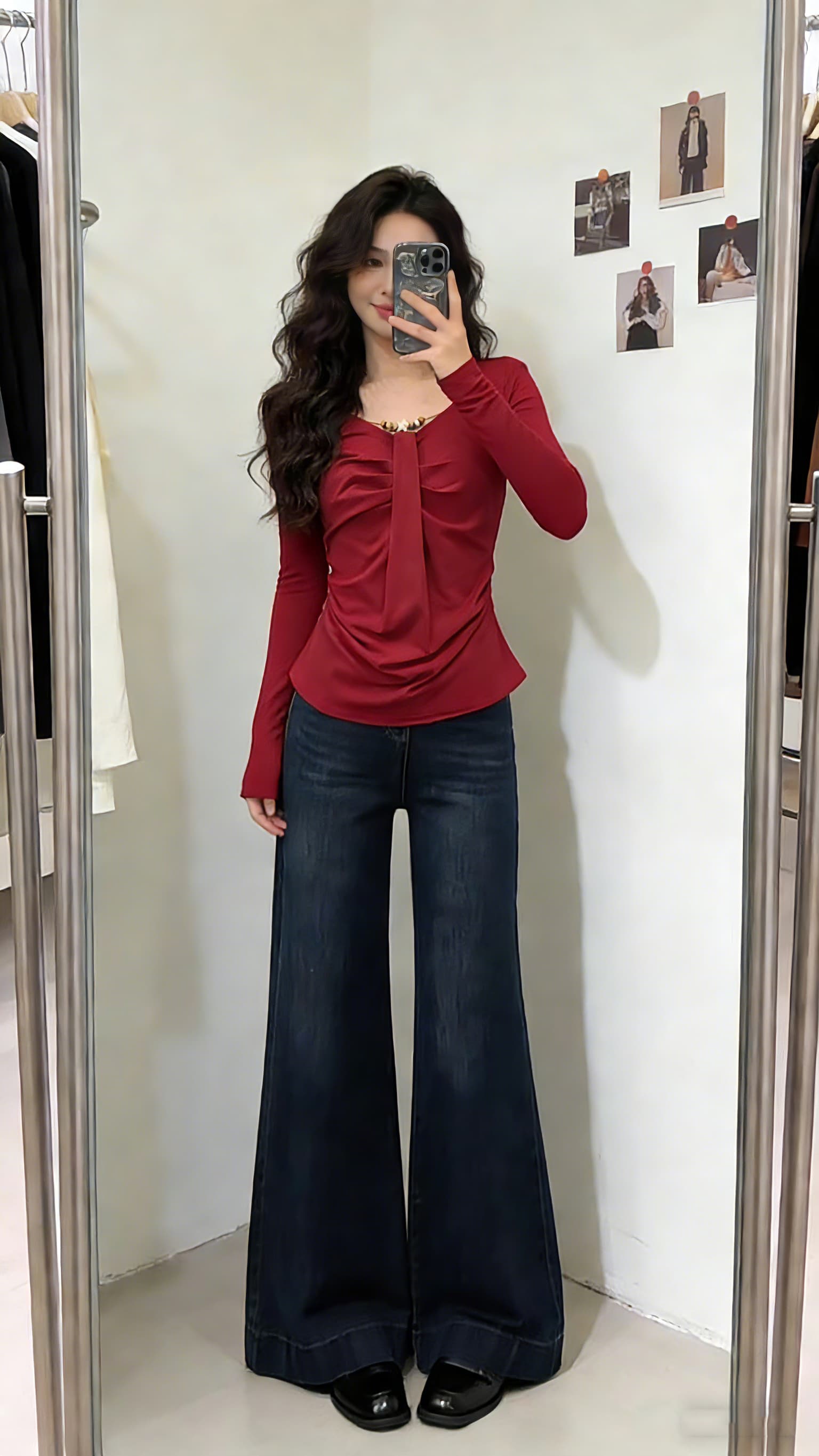 실사 빅 사이즈 긴팔 두꺼운 보온 티셔츠 패션 연령 감소 슬림해 보이는 작은 대중 Chic 표지 고기 허리 수축 기본 셔츠 여성 상세 이미지 5