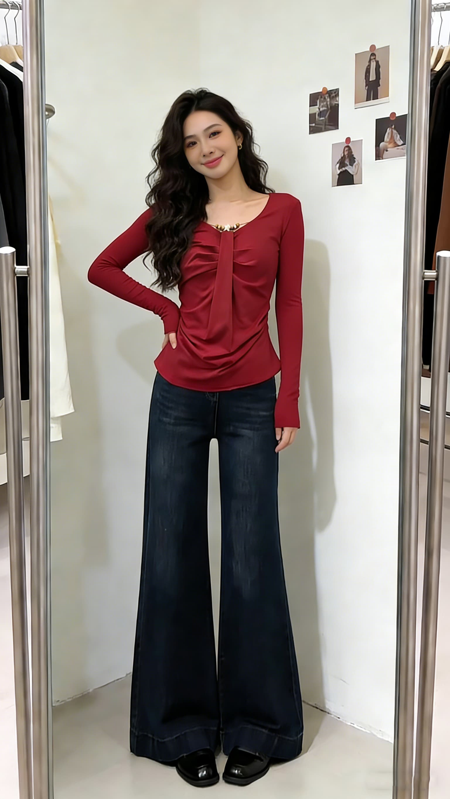 실사 빅 사이즈 긴팔 두꺼운 보온 티셔츠 패션 연령 감소 슬림해 보이는 작은 대중 Chic 표지 고기 허리 수축 기본 셔츠 여성 상세 이미지 8