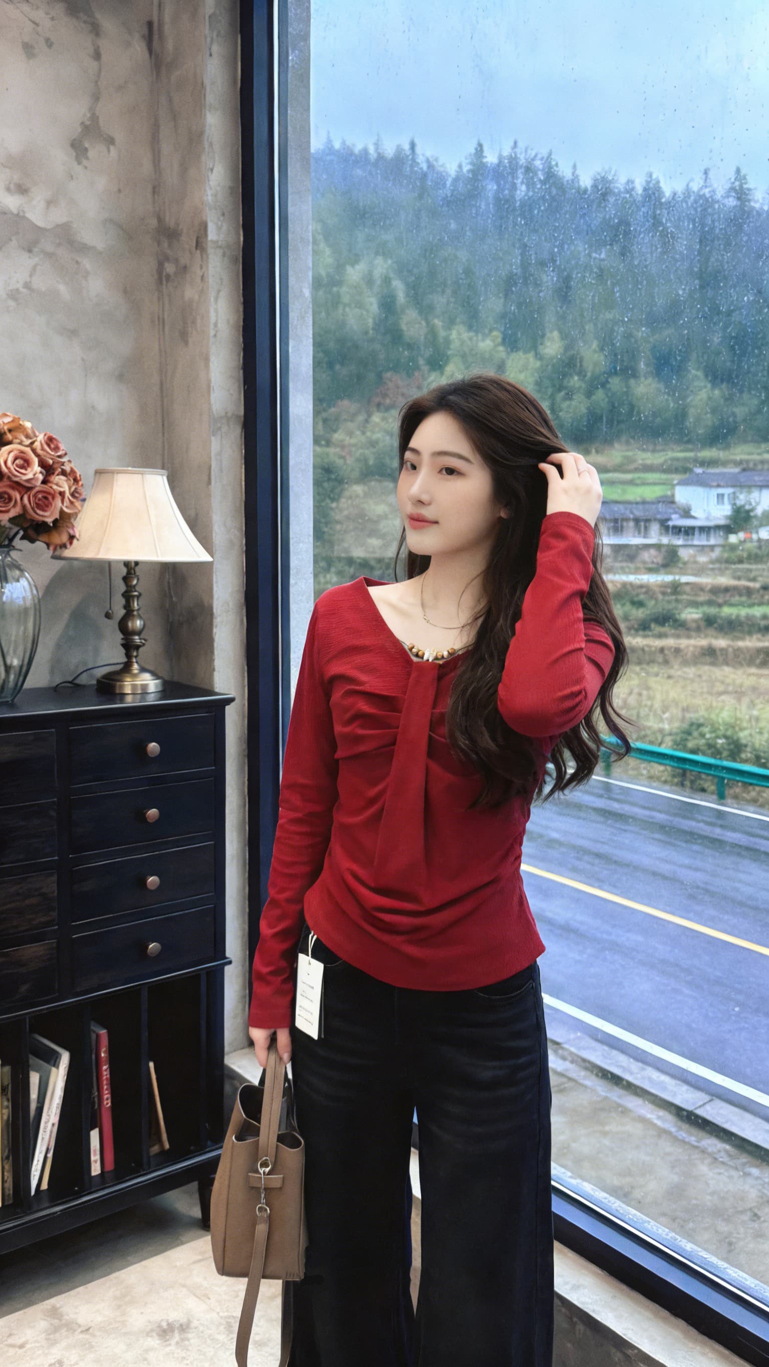 실사 빅 사이즈 긴팔 두꺼운 보온 티셔츠 패션 연령 감소 슬림해 보이는 작은 대중 Chic 표지 고기 허리 수축 기본 셔츠 여성 상세 이미지 5