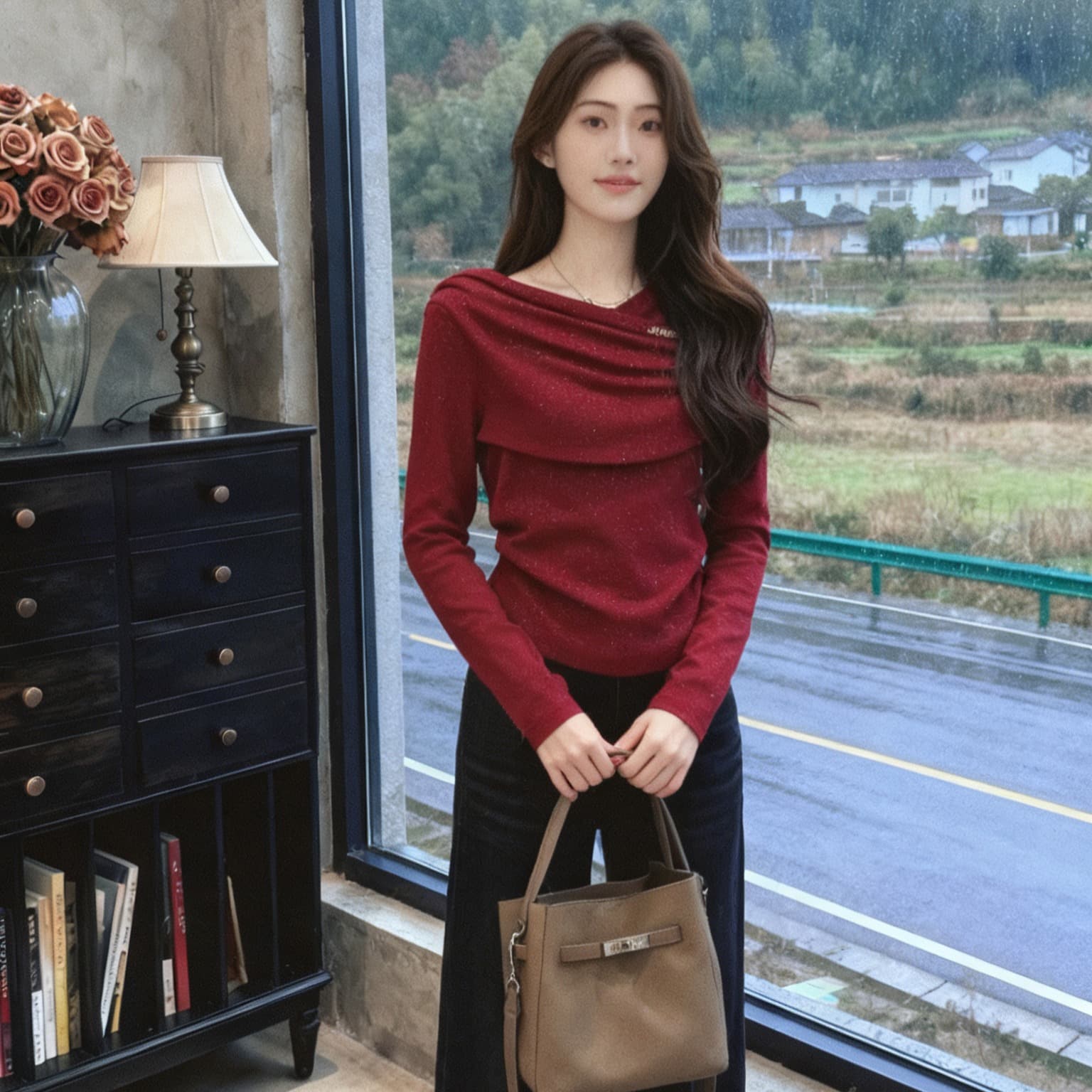 실사 2026 긴팔 니트 스웨터 여성 새로운 한국 스타일 몸매 가꾸기 디자인 센스 맨위 스타 포인트 주름 스태킹 스웨터 트렌디 이미지 5