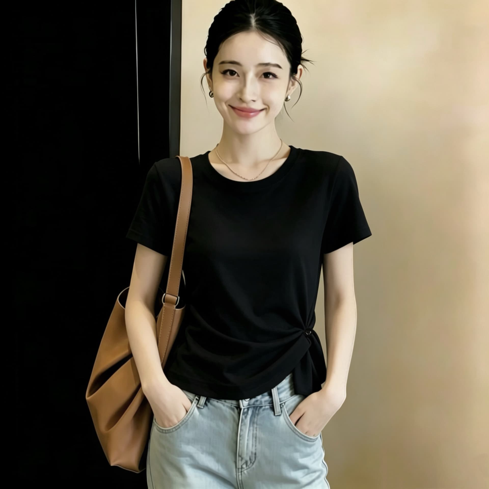 실사 210 그램 좋은 면 빅 사이즈 여성 의류 한 부서 티셔츠 패션 슬림해 보이는 다용도 다용도 고급 디자인 센스 맨위 상세 이미지 3