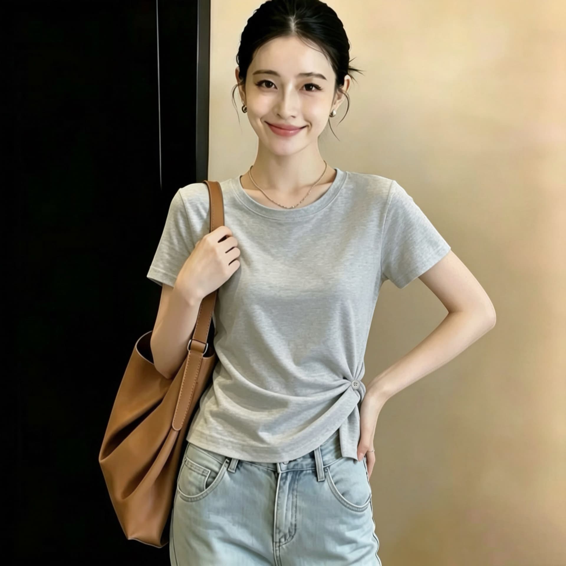 실사 210 그램 좋은 면 빅 사이즈 여성 의류 한 부서 티셔츠 패션 슬림해 보이는 다용도 다용도 고급 디자인 센스 맨위 상세 이미지 8