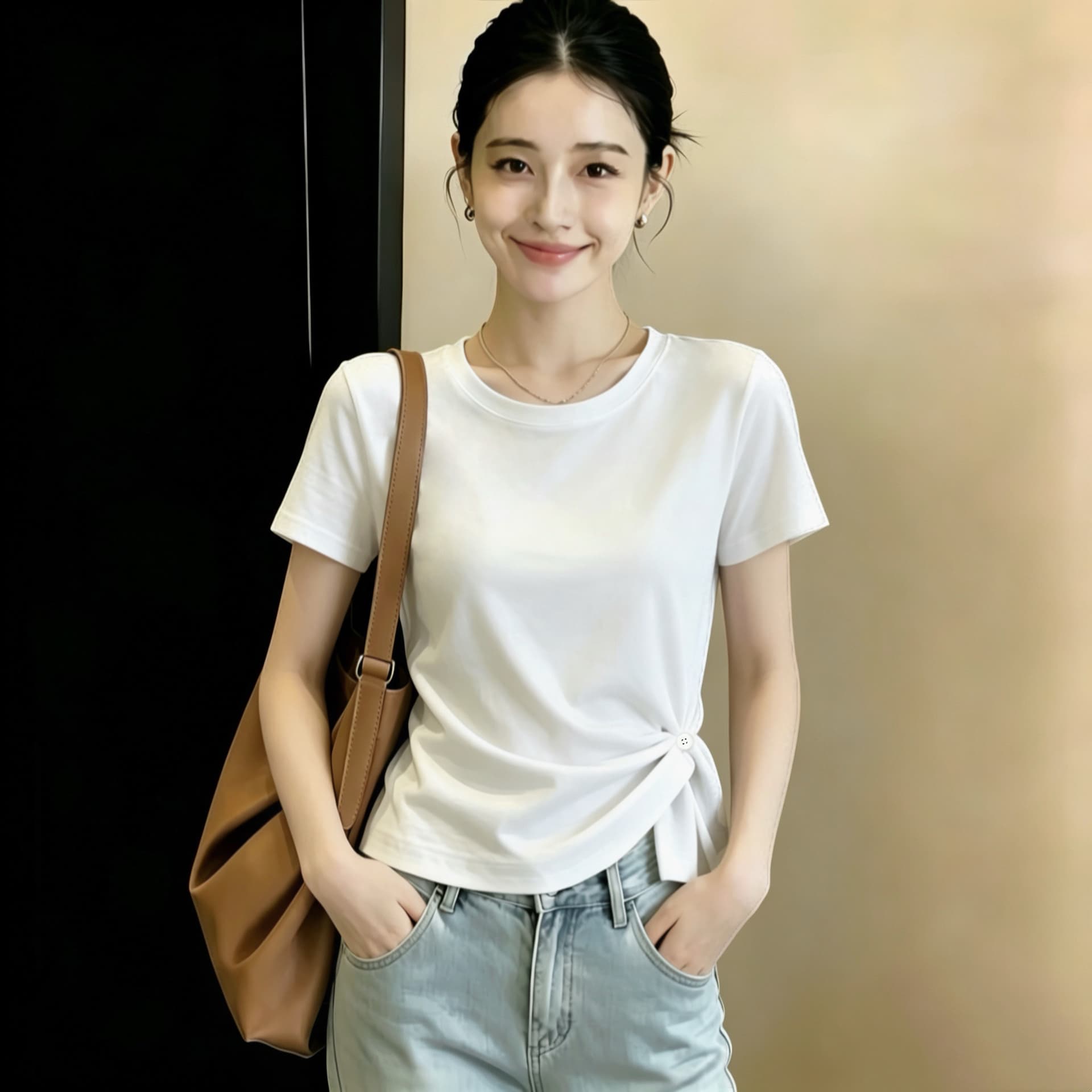 실사 210 그램 좋은 면 빅 사이즈 여성 의류 한 부서 티셔츠 패션 슬림해 보이는 다용도 다용도 고급 디자인 센스 맨위 상세 이미지 9