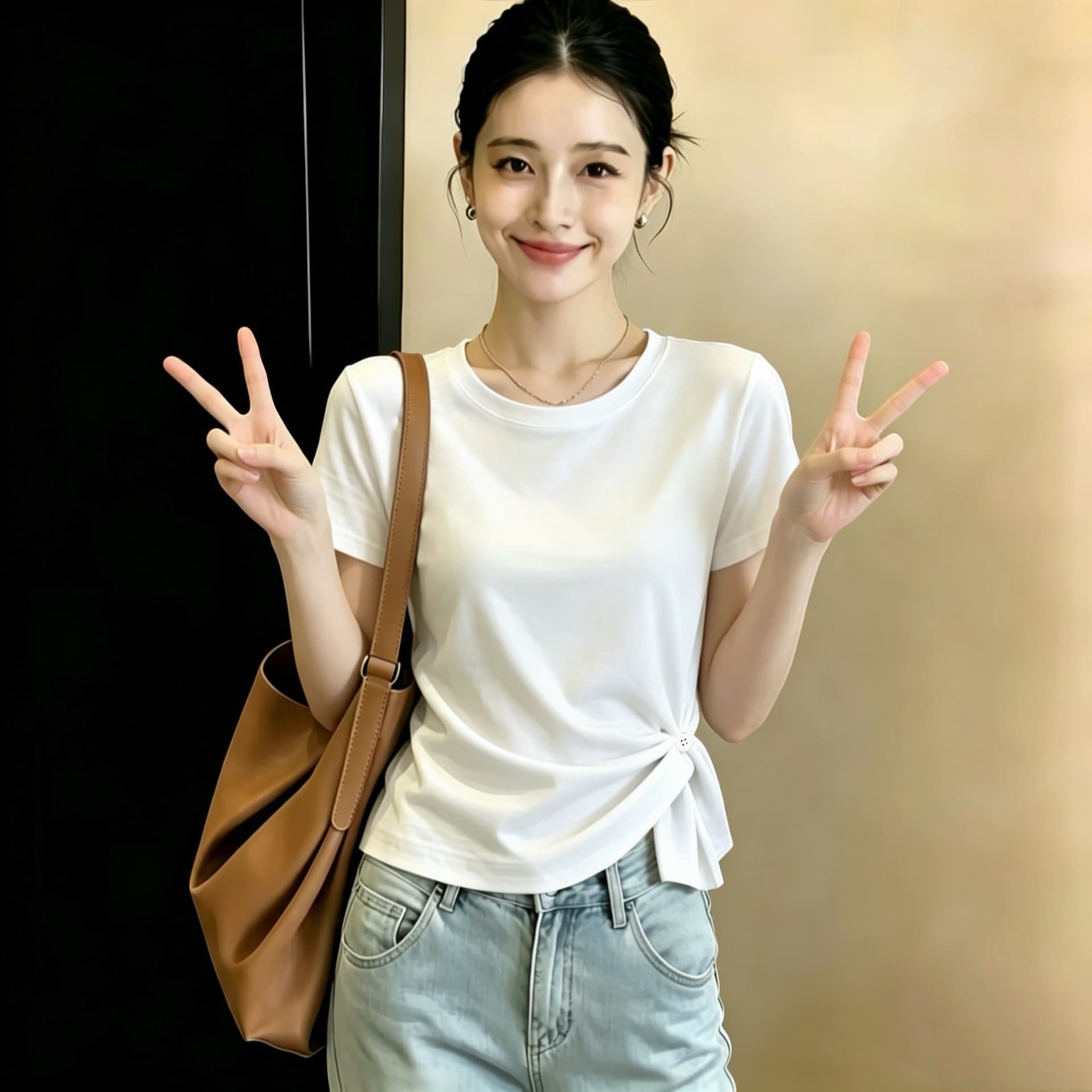실사 210 그램 좋은 면 빅 사이즈 여성 의류 한 부서 티셔츠 패션 슬림해 보이는 다용도 다용도 고급 디자인 센스 맨위 상세 이미지 10