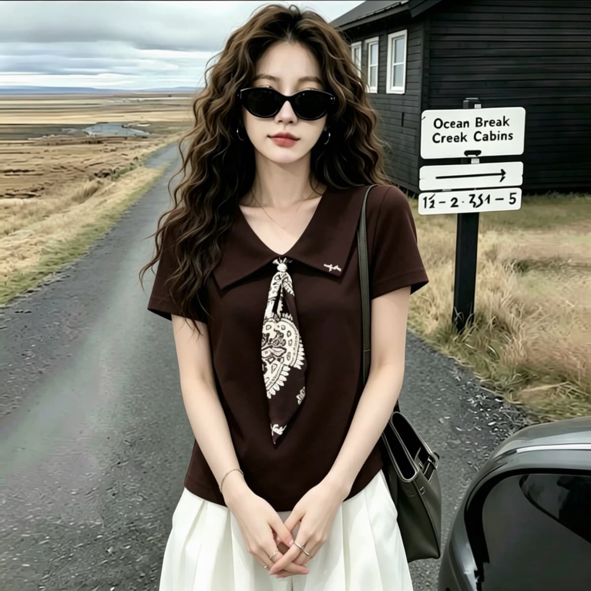 실사 210 그램 좋은 면 빅 사이즈 고급 센스 레트로 넥타이 반팔 POLO 칼라 티셔츠 여름 루즈핏 폴로 칼라 맨위 이미지 5