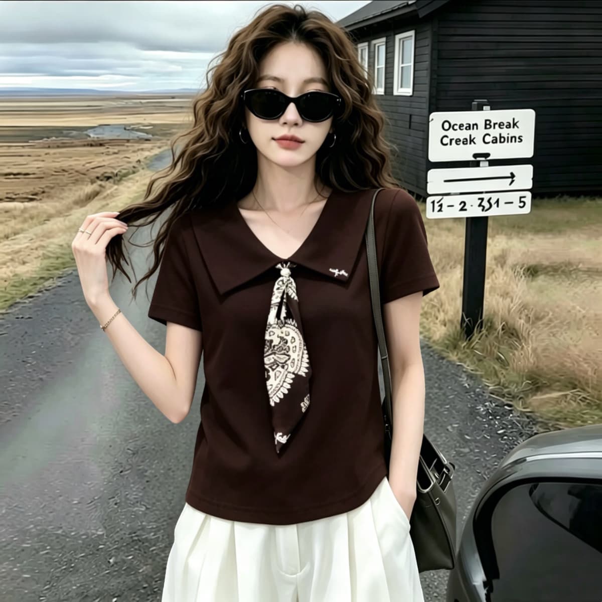 실사 210 그램 좋은 면 빅 사이즈 고급 센스 레트로 넥타이 반팔 POLO 칼라 티셔츠 여름 루즈핏 폴로 칼라 맨위 이미지 2