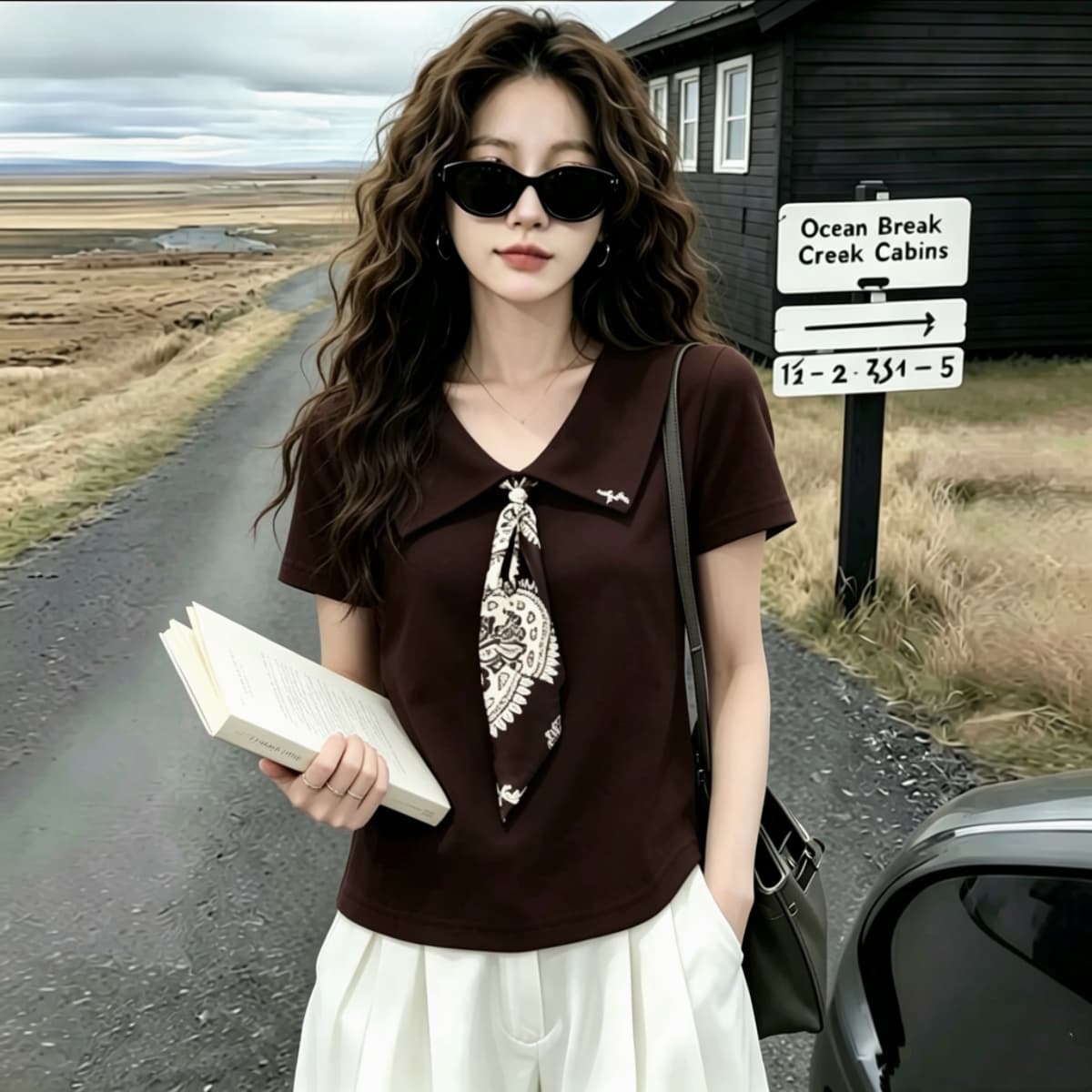 실사 210 그램 좋은 면 빅 사이즈 고급 센스 레트로 넥타이 반팔 POLO 칼라 티셔츠 여름 루즈핏 폴로 칼라 맨위 상세 이미지 3