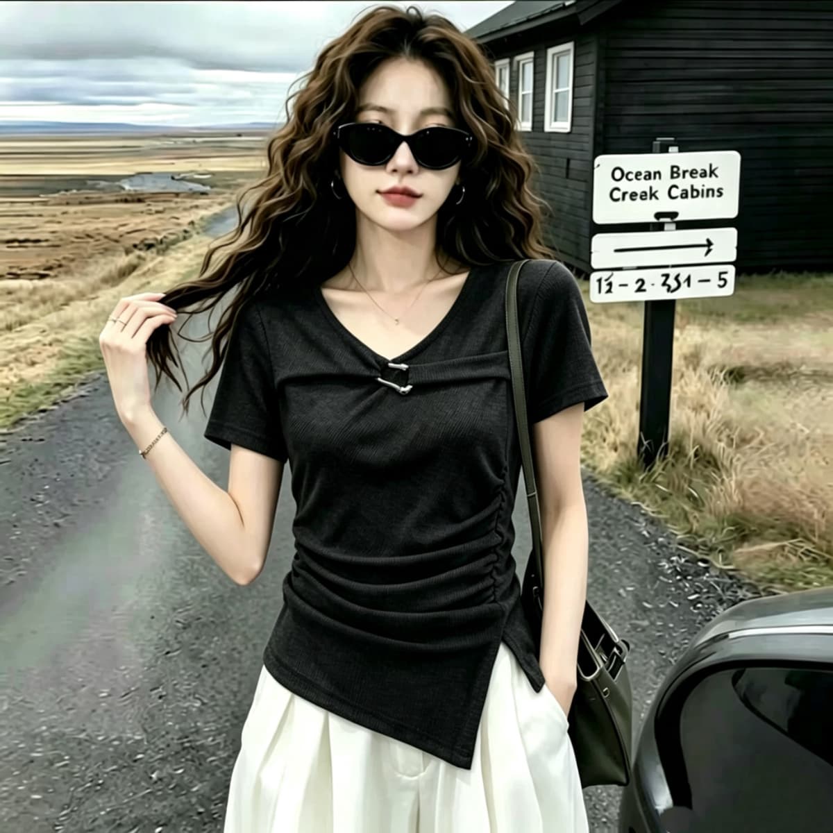 실사 92 면 2026 여름 새로운 패션 반팔 티셔츠 몸매 가꾸기 품격 다용도 고급 센스 작은 셔츠 맨위