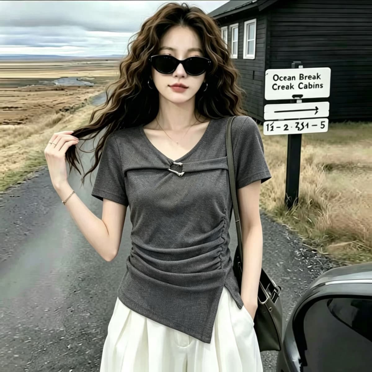 실사 92 면 2026 여름 새로운 패션 반팔 티셔츠 몸매 가꾸기 품격 다용도 고급 센스 작은 셔츠 맨위 상세 이미지 2