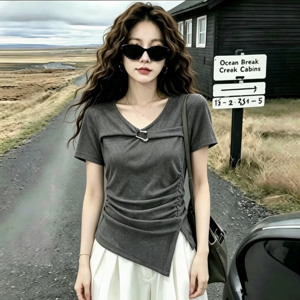 실사 92 면 2026 여름 새로운 패션 반팔 티셔츠 몸매 가꾸기 품격 다용도 고급 센스 작은 셔츠 맨위 상세 이미지 3
