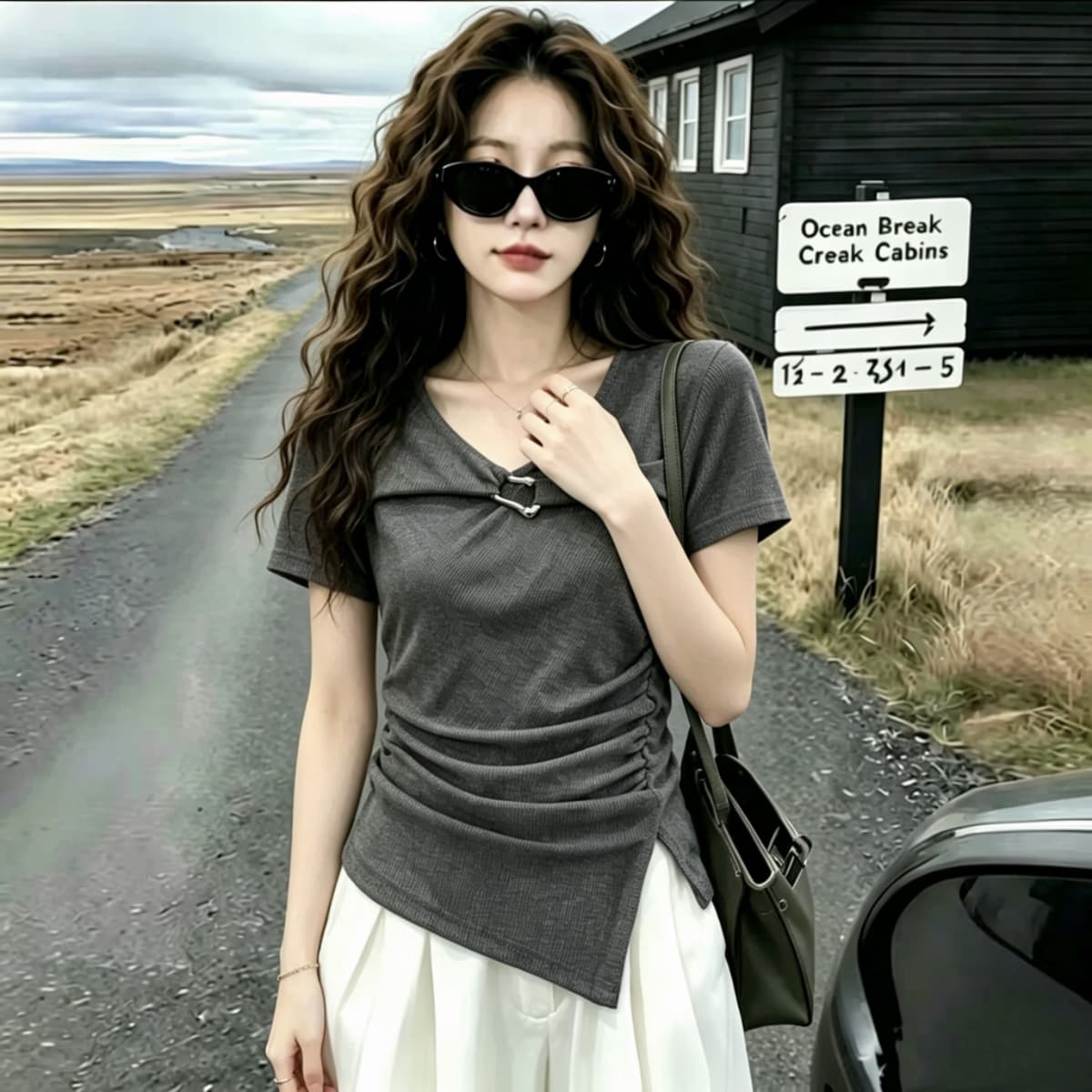 실사 92 면 2026 여름 새로운 패션 반팔 티셔츠 몸매 가꾸기 품격 다용도 고급 센스 작은 셔츠 맨위 상세 이미지 5