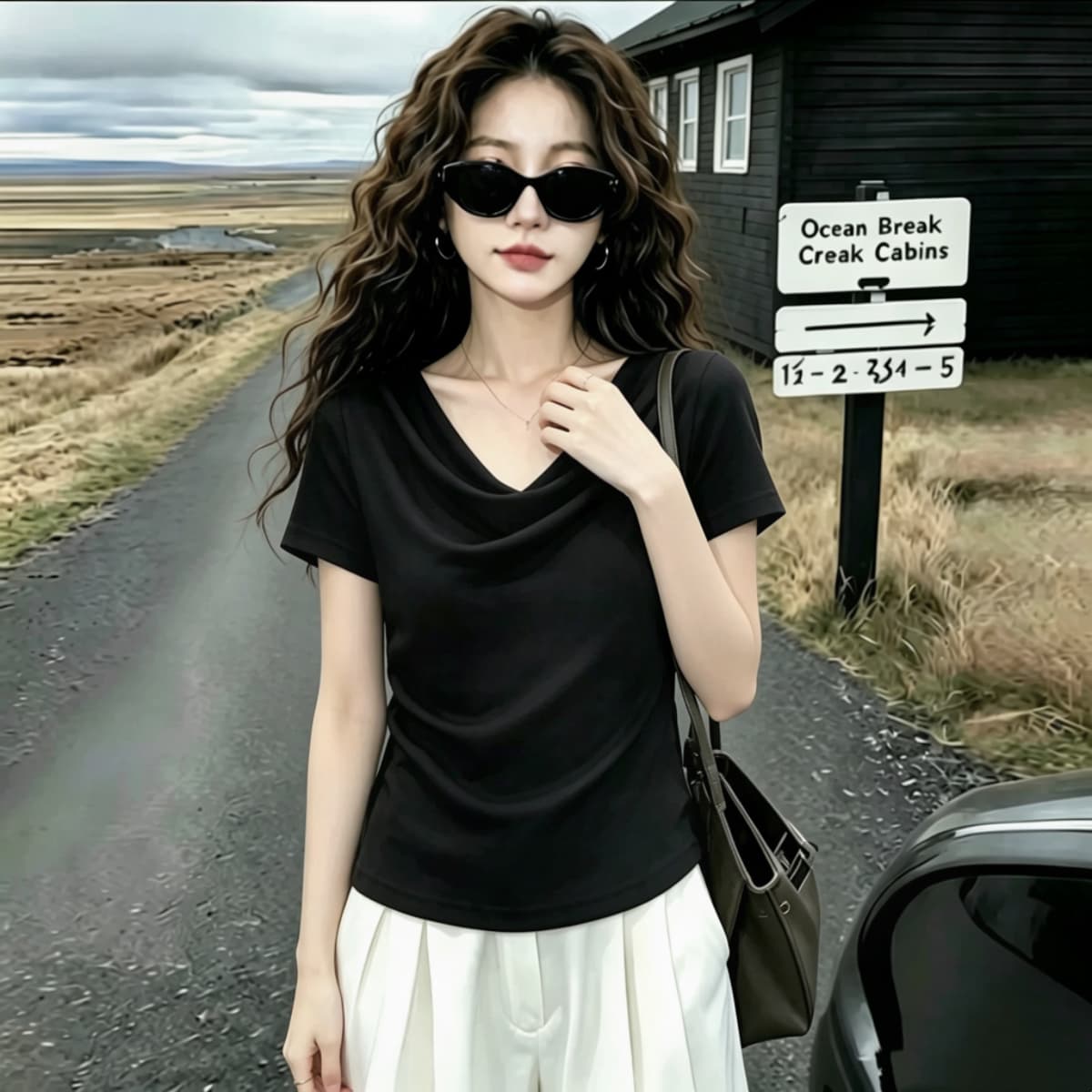 실사 210 그램 좋은 면 2026 여름 빅 사이즈 지방 mm 패션 다용도 흔들다 칼라 슬림해 보이는 반팔 티셔츠 맨위 이미지 3