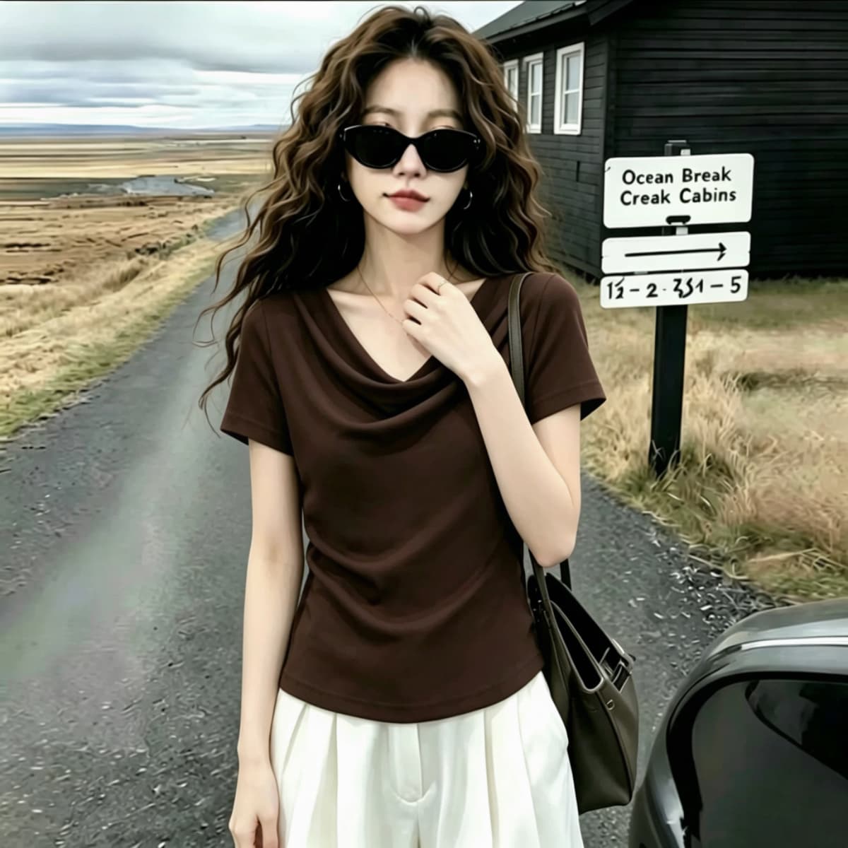 실사 210 그램 좋은 면 2026 여름 빅 사이즈 지방 mm 패션 다용도 흔들다 칼라 슬림해 보이는 반팔 티셔츠 맨위 상세 이미지 6
