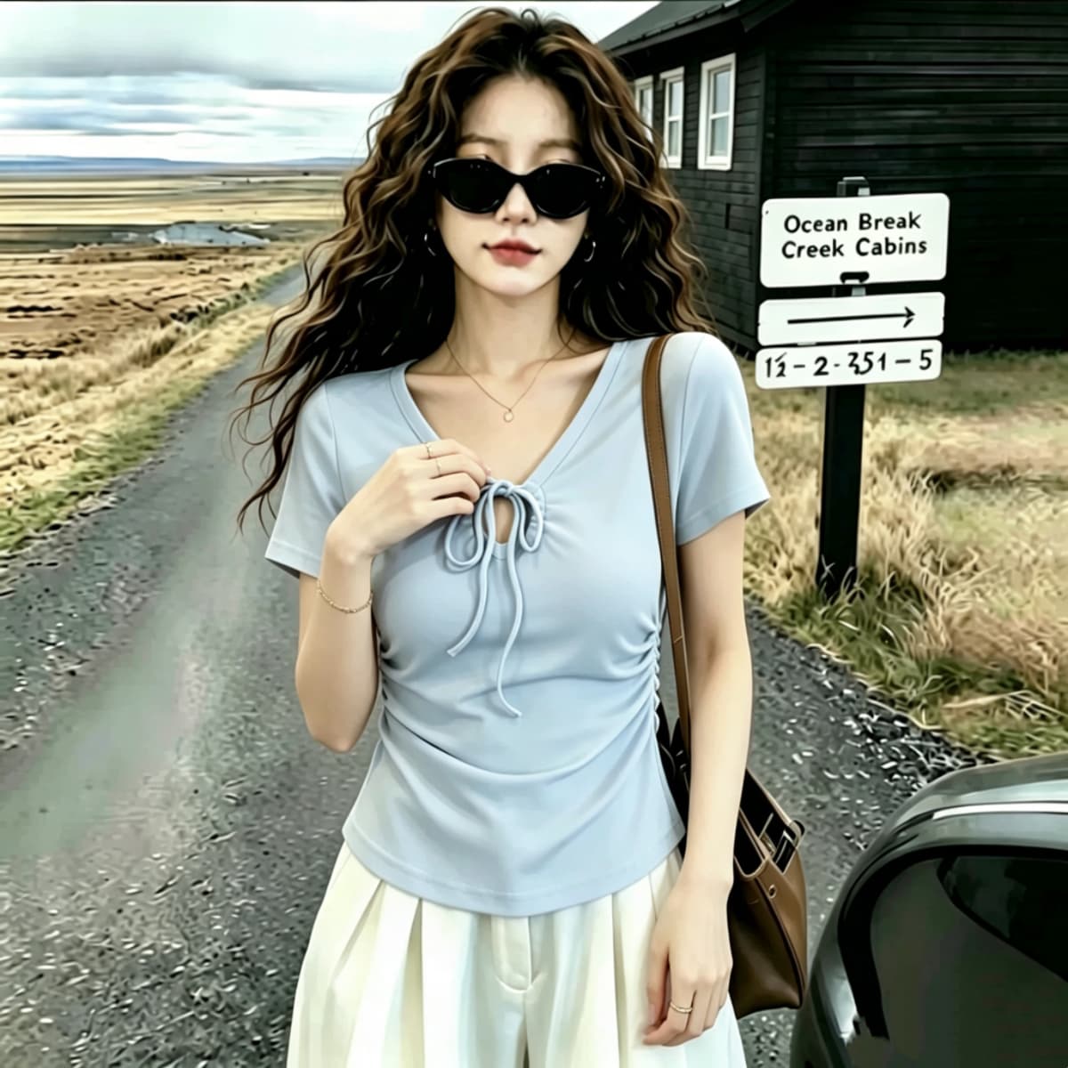 실사 210 그램 좋은 면 여름 드레스 새로운 지방 mm 슬림해 보이는 미니멀리즘 바람 다용도 스트랩 반팔 티셔츠 빅 사이즈 여성 의류 상세 이미지 5
