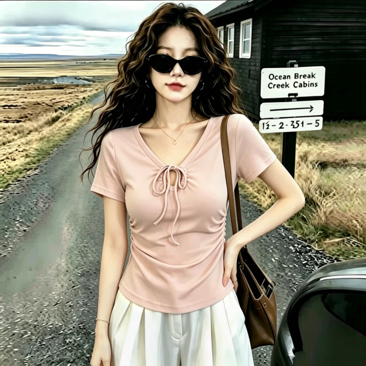 실사 210 그램 좋은 면 여름 드레스 새로운 지방 mm 슬림해 보이는 미니멀리즘 바람 다용도 스트랩 반팔 티셔츠 빅 사이즈 여성 의류 상세 이미지 7