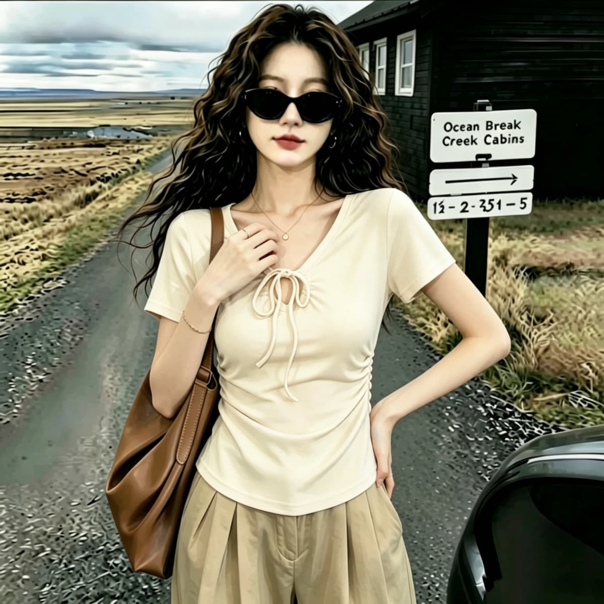 실사 210 그램 좋은 면 여름 드레스 새로운 지방 mm 슬림해 보이는 미니멀리즘 바람 다용도 스트랩 반팔 티셔츠 빅 사이즈 여성 의류 상세 이미지 21