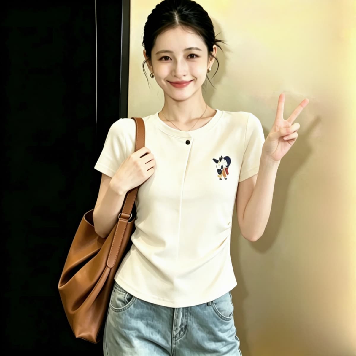 실사 2026 여름 빅 사이즈 여성 의류 프랑스식 디자인 센스 반팔 티셔츠 여성 몸매 가꾸기 허리 수축 품격 다용도 맨위 상세 이미지 4