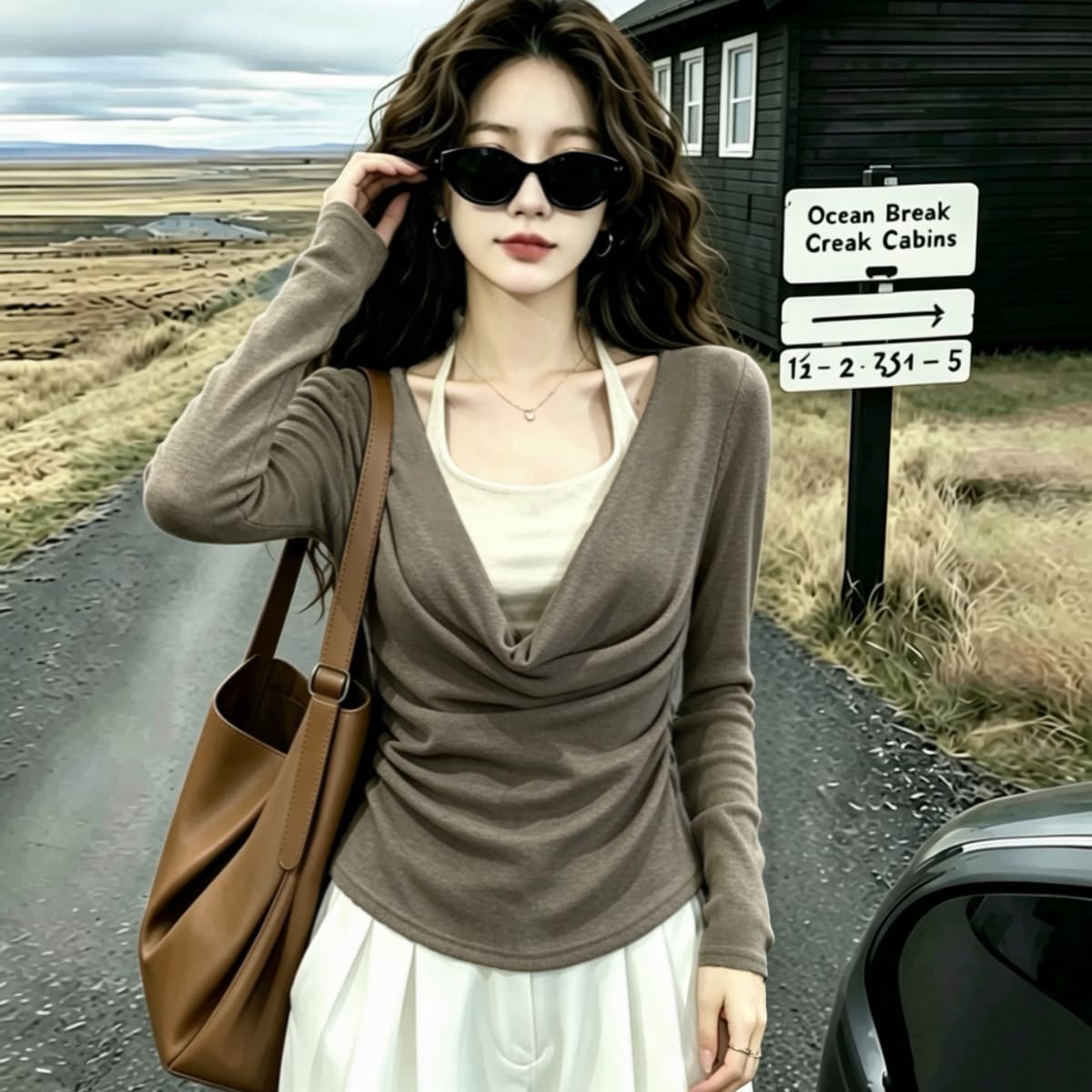 실사 230 크 좋은 면 2026 가을 의상 빅 사이즈 핫걸 바람 페이크 레이어드 행침 목 긴팔 티셔츠 여성 지방 mm 맨위 상세 이미지 4
