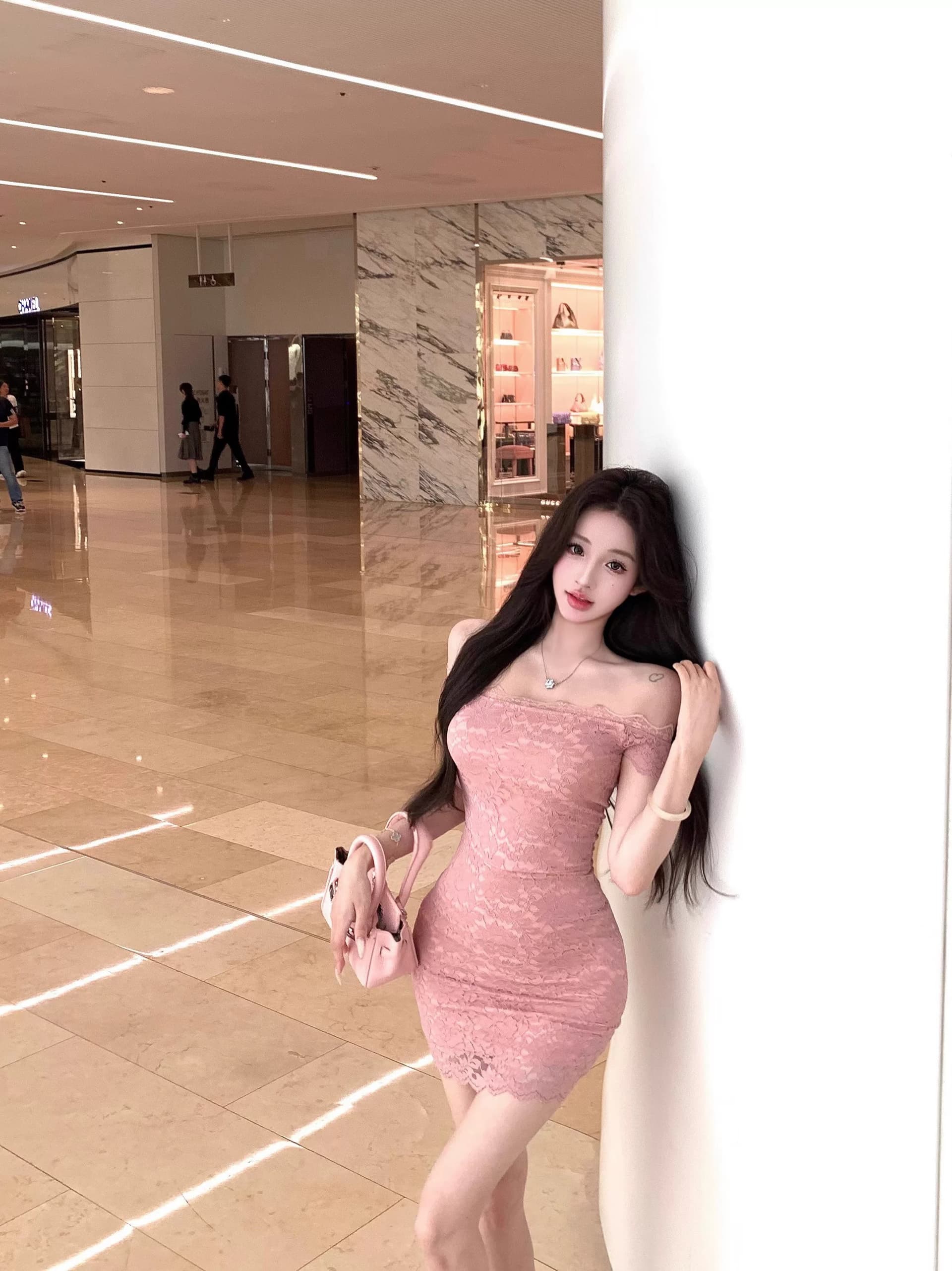 오프숄더 레이스 튜브탑 여성 드레스 섹시함 오프숄더 허리 수축 쇼트 스타일 타이트 스커트 치마 상세 이미지 1