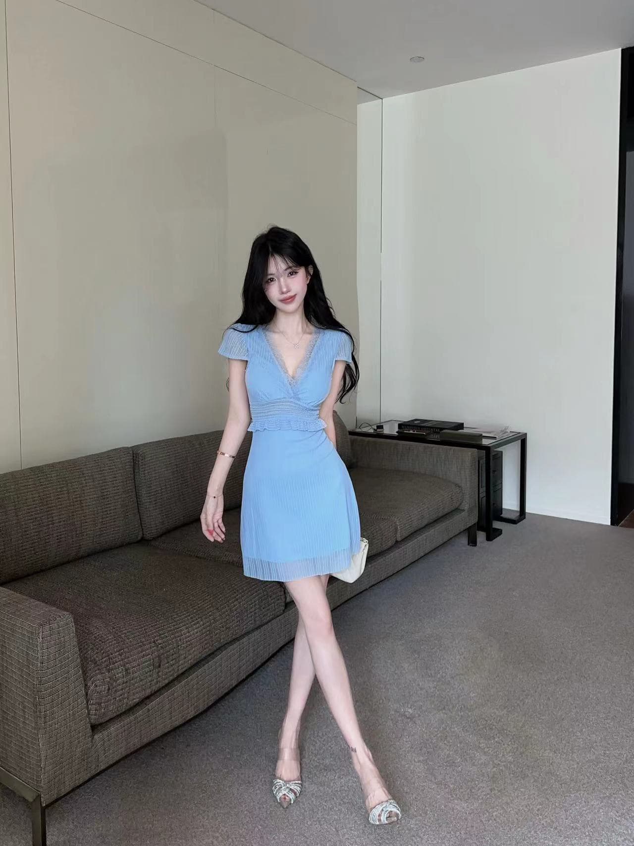 밤 본사 드레스 여성 의류 섹시함 V넥 슬림해 보이는 낮은 가슴 백리스 여름 사우나 야간 필드 출근 옷 미니 스커트 상세 이미지 12