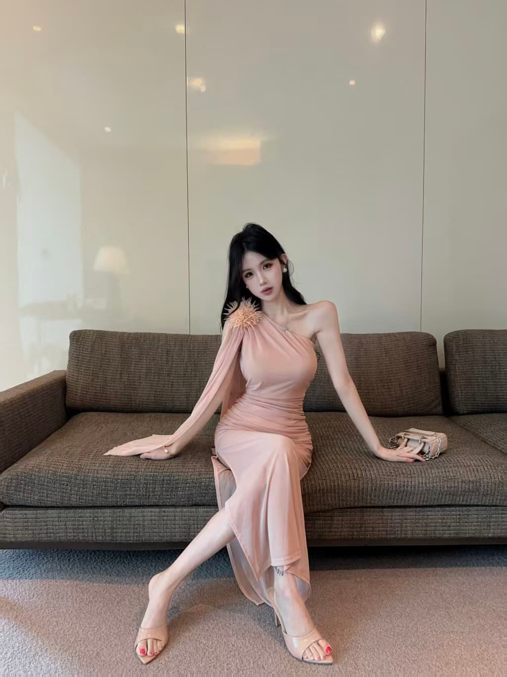 태국 작은 대중 비스듬한 리더쉽 오프숄더 몸매 가꾸기 슬림해 보이는 길다 슬립 드레스 행침 목 레이스업 튜브탑 꽃 휴가 드레스 상세 이미지 5