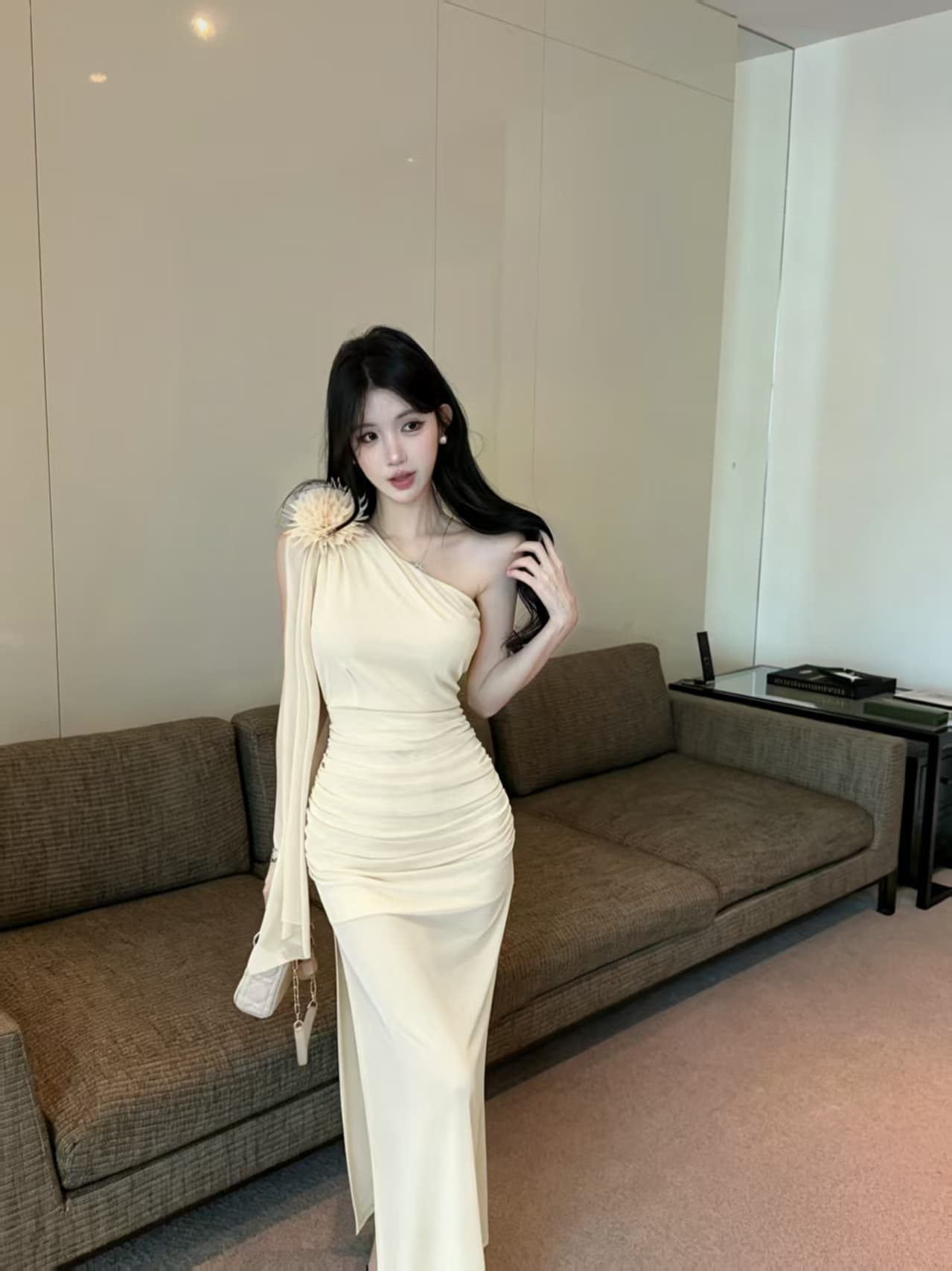 태국 작은 대중 비스듬한 리더쉽 오프숄더 몸매 가꾸기 슬림해 보이는 길다 슬립 드레스 행침 목 레이스업 튜브탑 꽃 휴가 드레스 상세 이미지 12