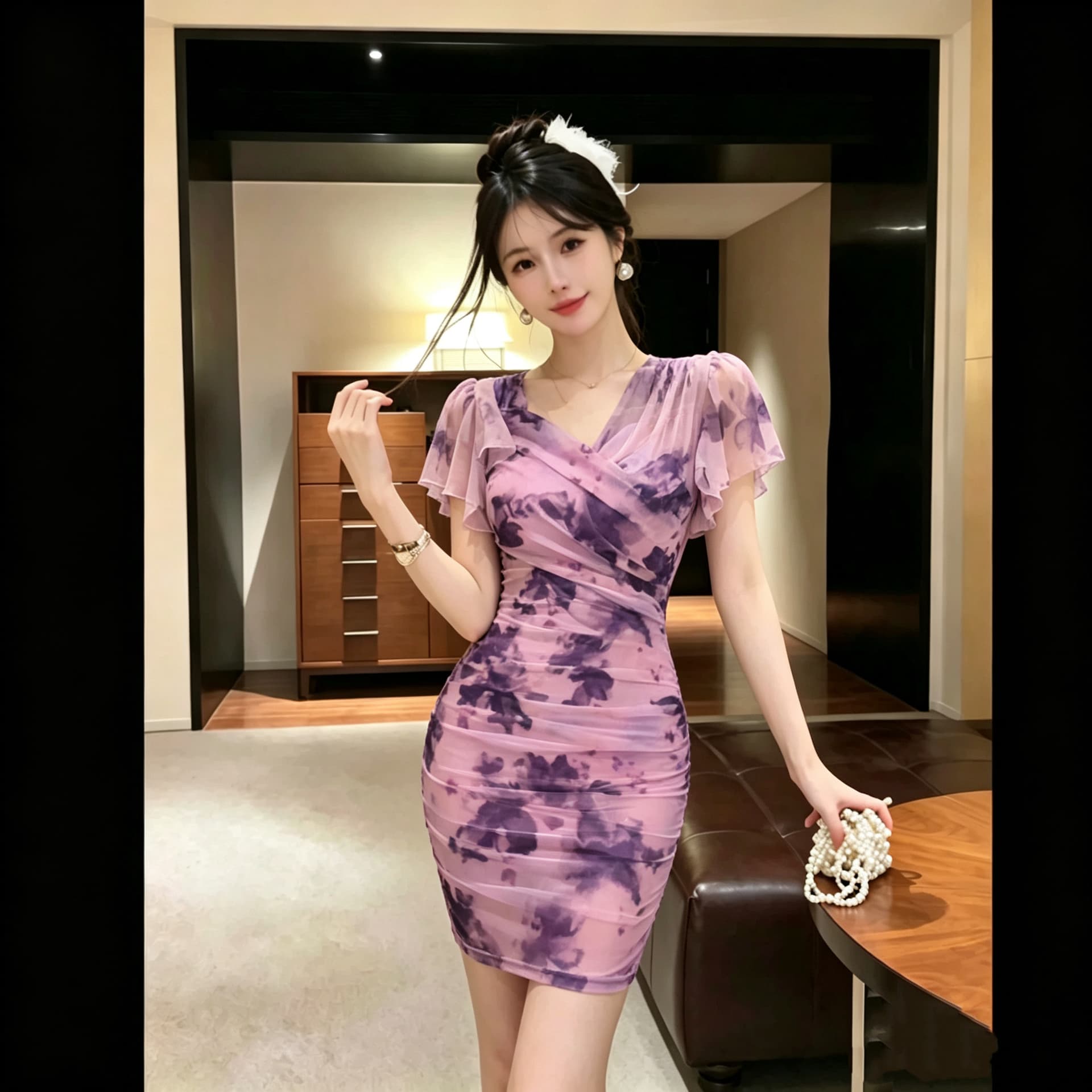 2026 섹시함 꽃무늬 드레스 주름 여름 새로운 프랑스식 레트로 몸매 가꾸기 슬림해 보이는 타이트 스커트 품격 상세 이미지 1