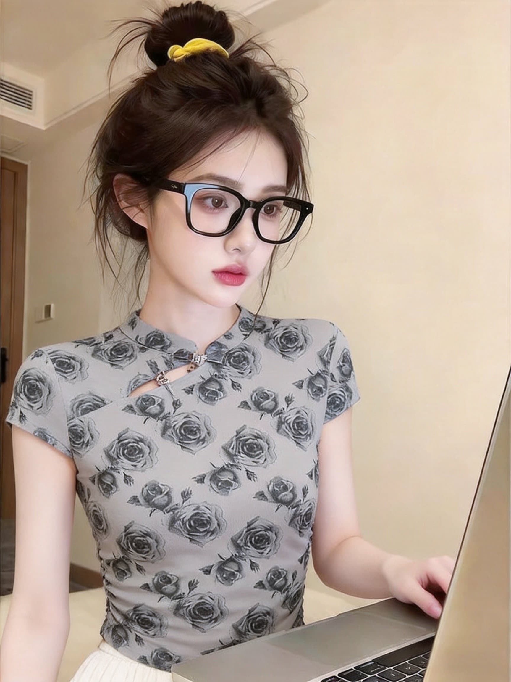 실사 새로운 중식 외국 가스 장미 디자인 연령 감소 주름 몸매 가꾸기 슬림해 보이는 다용도 맨위 새로운 이미지 2