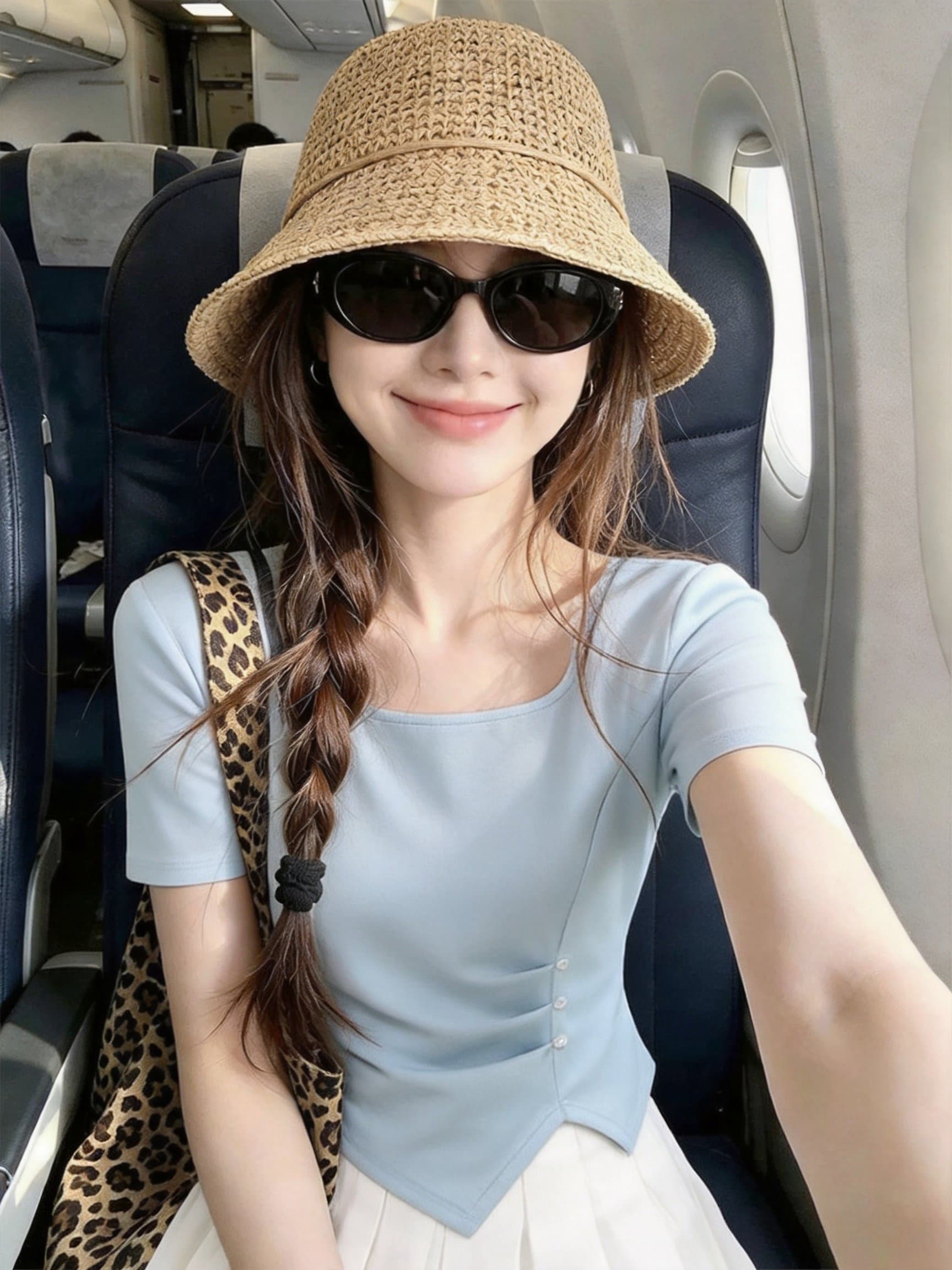 실사 여름 새로운 한국 스타일 주름 불규칙 짧은 드레스 티셔츠 디자인 센스 다용도 슬림해 보이는 맨위 상세 이미지 18