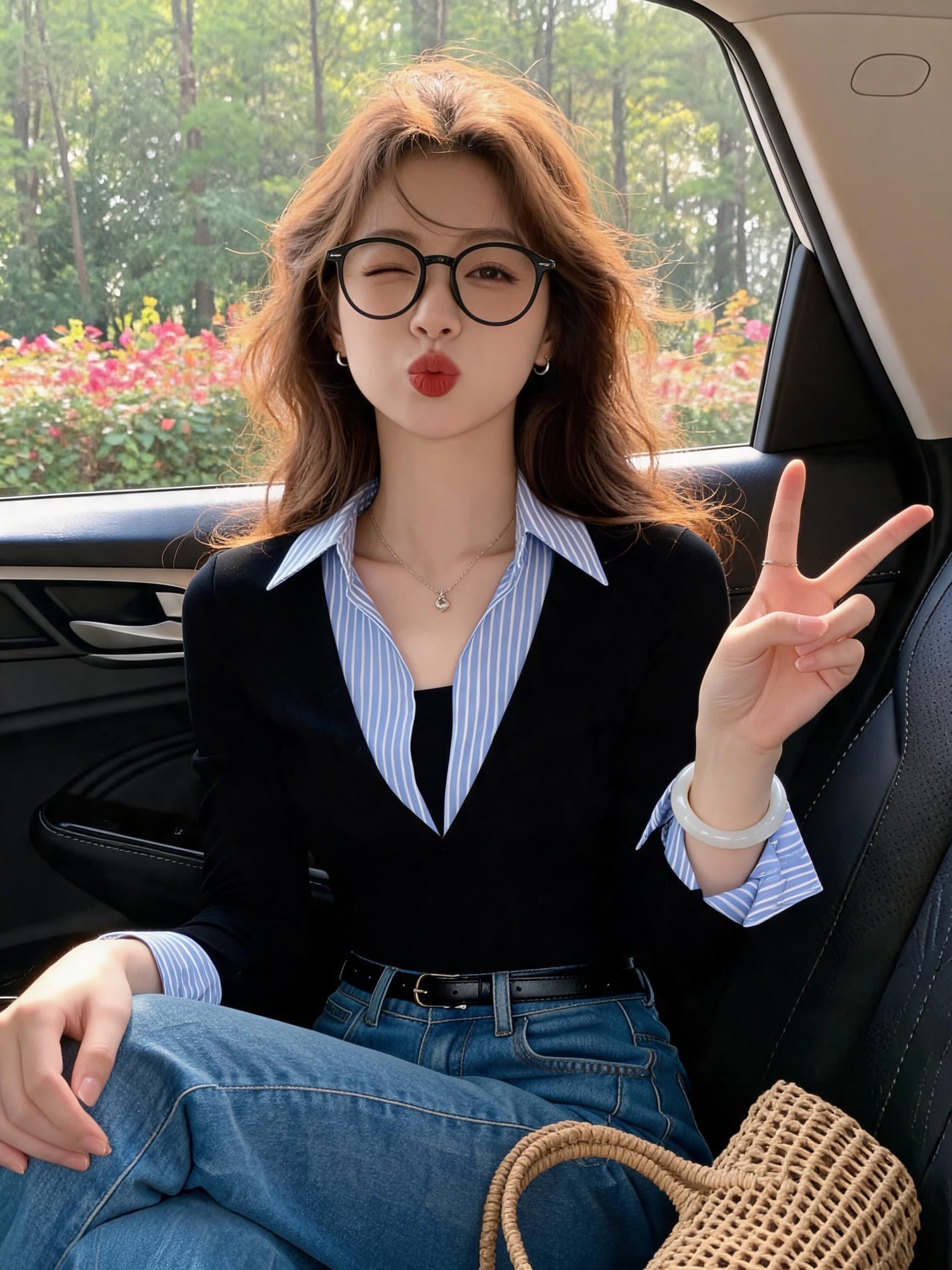 실사 고급 센스 페이크 레이어드 패치워크 POLO 칼라 긴팔 셔츠 가을 겨울 새로운 프랑스식 품격 세련된 맨위 여성 상세 이미지 6