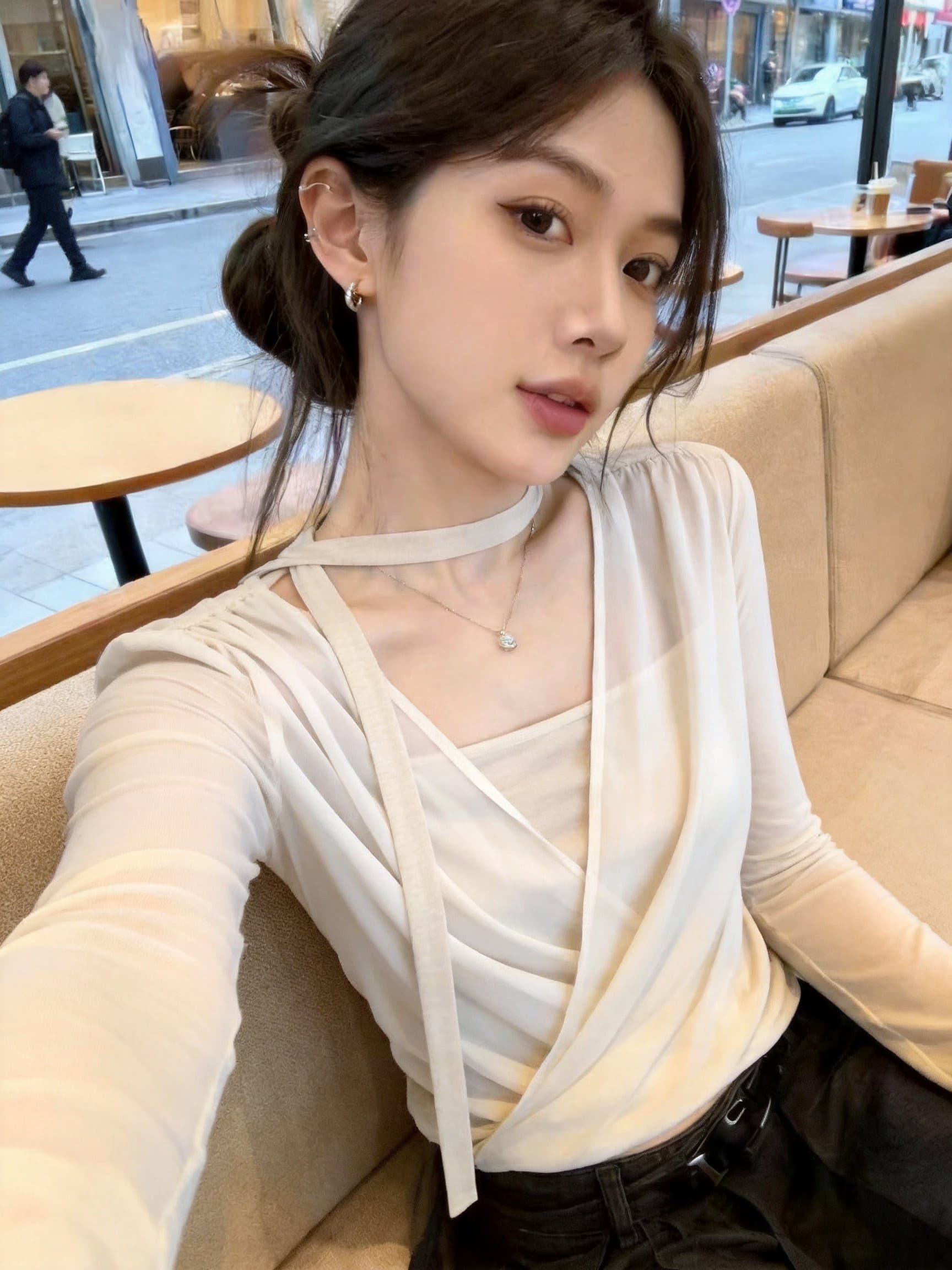 실사 한 부서 미니멀리즘 작은 대중 여성 셔츠 2026 이른 가을 새로운 행침 목 리본 긴팔 유럽 오간자 작은 셔츠 맨위 상세 이미지 7