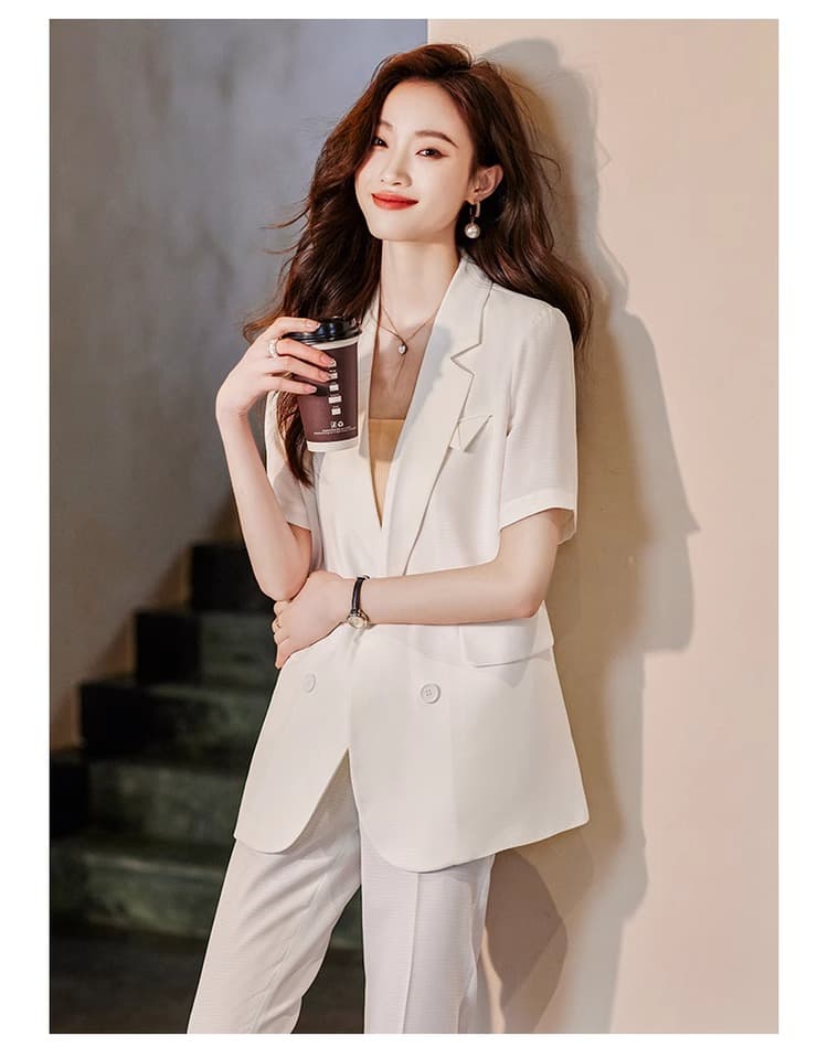 작은 키 반팔 블레이저 여성 여름 얇은 스타일 2026 새로운 고급 센스 캐주얼 정장 상세 이미지 8