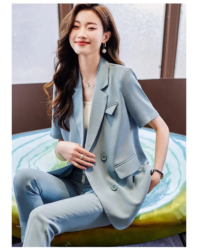 작은 키 반팔 블레이저 여성 여름 얇은 스타일 2026 새로운 고급 센스 캐주얼 정장 상세 이미지 16