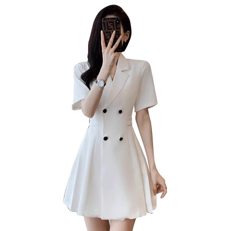 반팔 여성 드레스 여름 2026 새로운 jk 유니폼 플리츠 스커트 워크웨어 패션 고급 센스 경력 정장 치마 이미지 6
