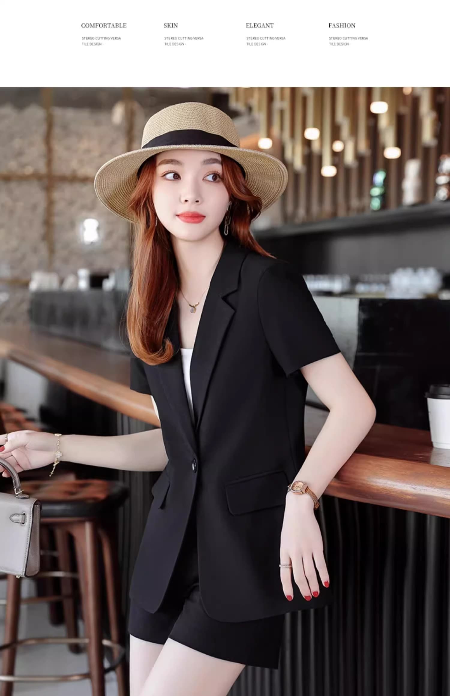반팔 정장 세트 여성 여름 2026 새로운 작은 키 캐주얼 여성 의류 고급 센스 정장 반바지 투피스 세트 상세 이미지 41